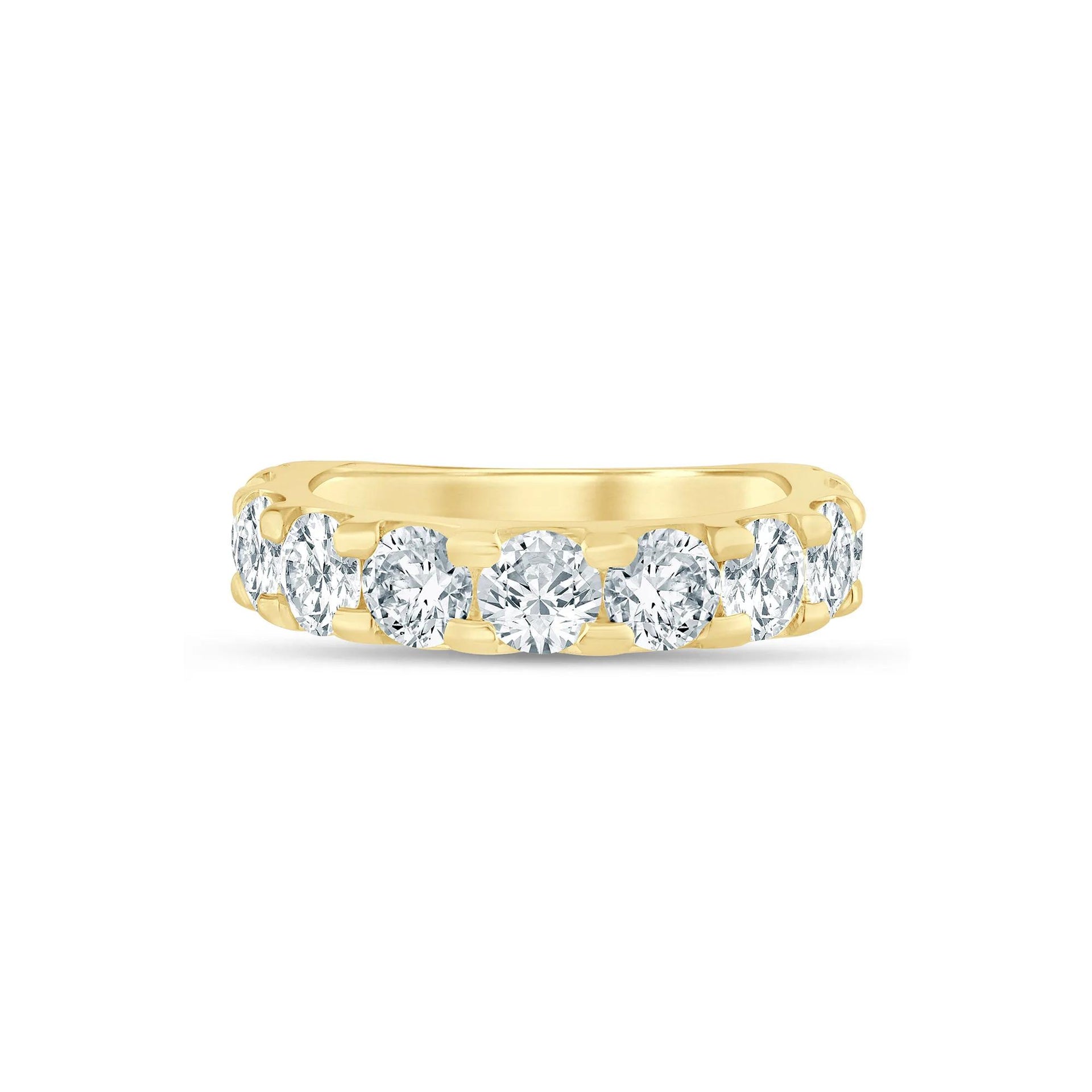 3 CT. Tw. Lab Grown Diamond Wedding Band Ring 14K Yellow Gold Round Brilliant Cut Size 8.5 3mm