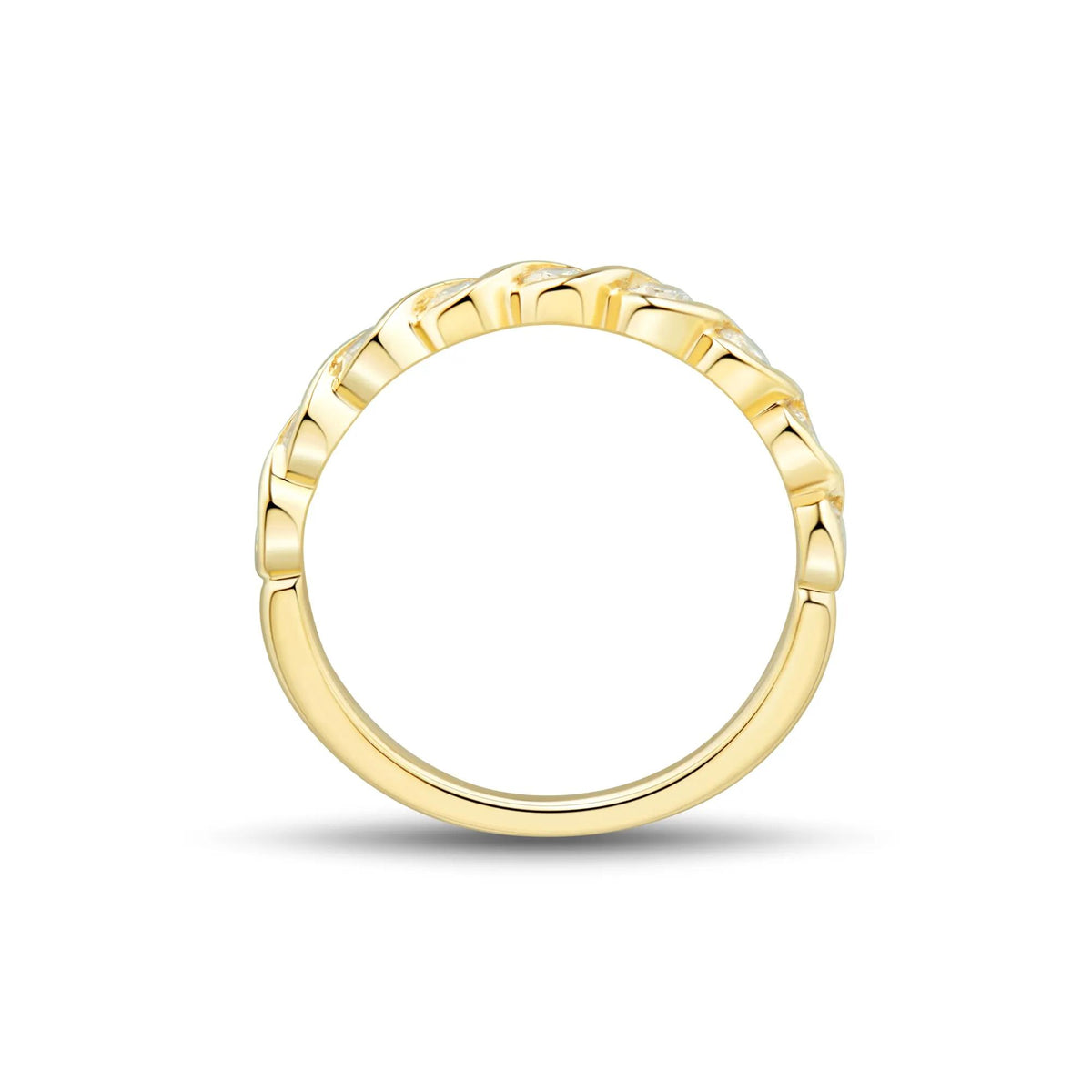 1/2 CT. Tw. Lab Grown Diamond Band Ring 10K Yellow Gold Round Brilliant Cut Size 6 1mm