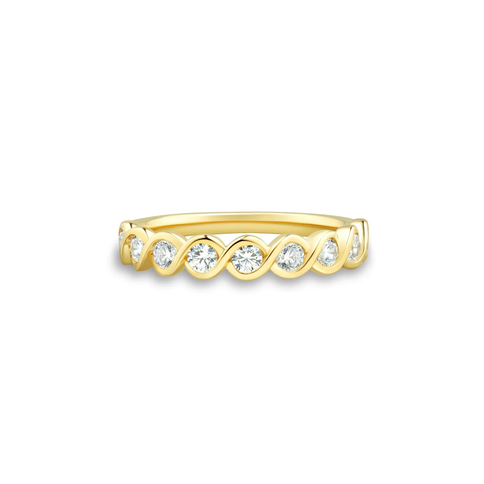 1/2 CT. Tw. Lab Grown Diamond Band Ring 10K Yellow Gold Round Brilliant Cut Size 6 1mm