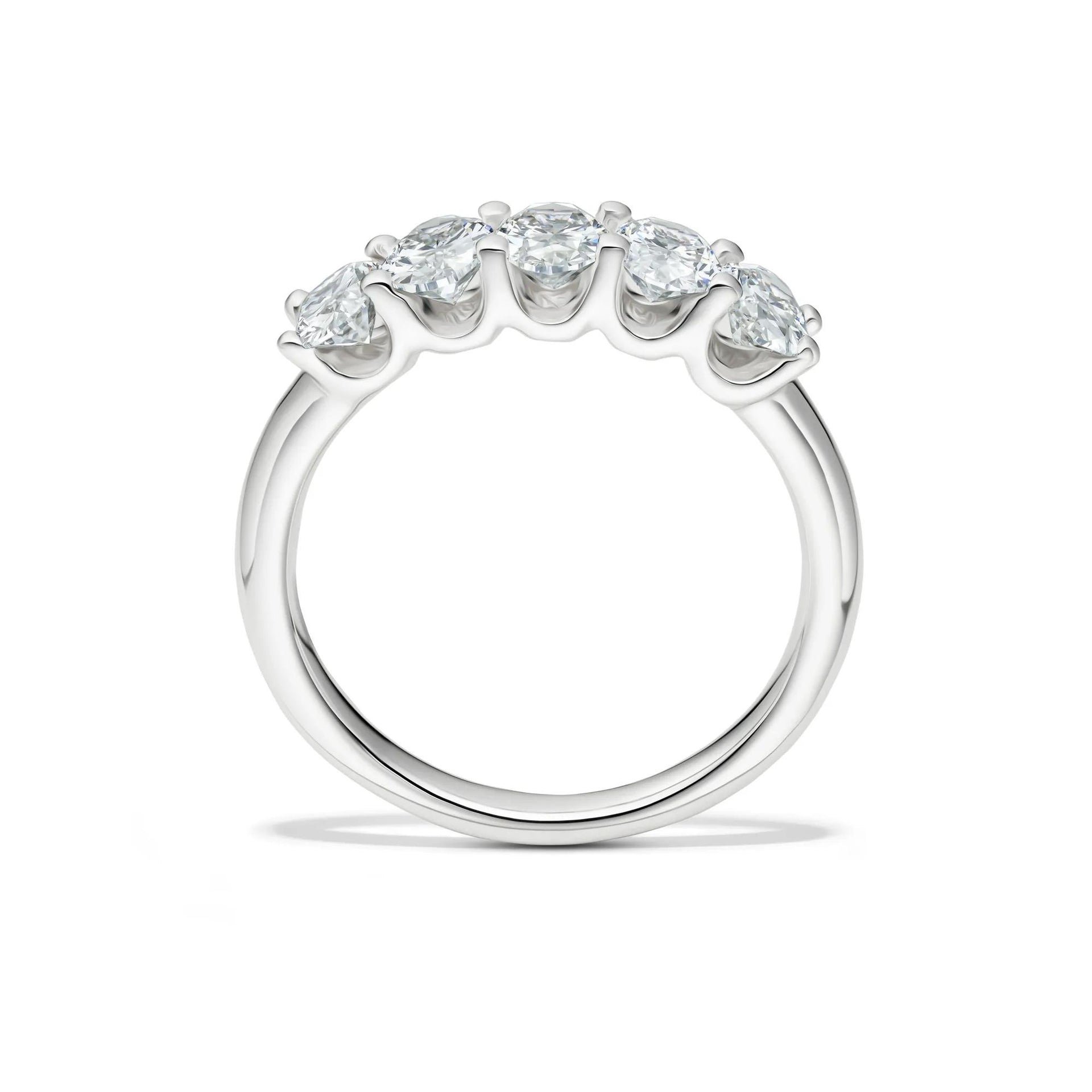 1/2 CT. Tw. Lab Grown Diamond Five-Stone Oval Anniversary Band Ring 14K White Gold Size 7 1mm