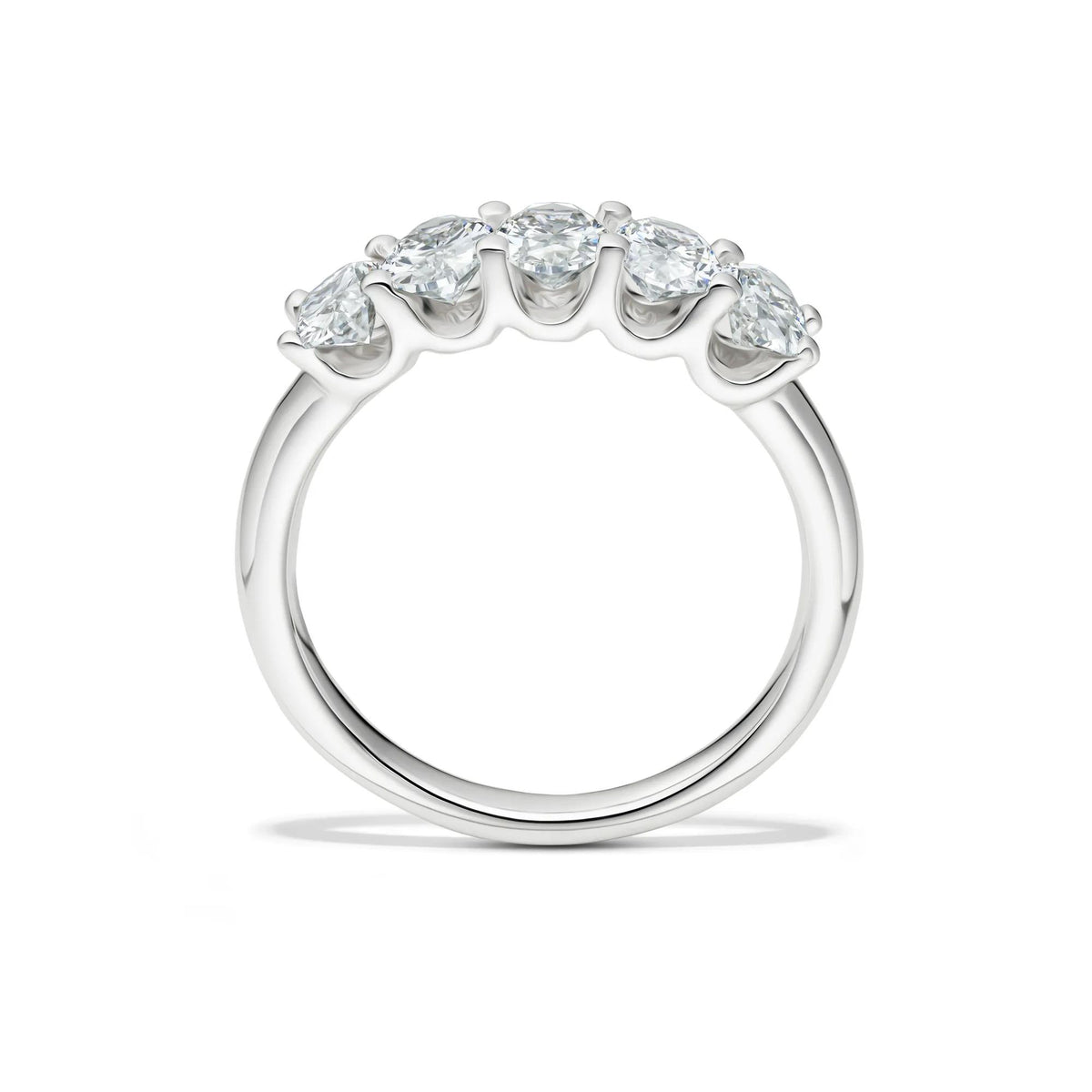 1/2 CT. Tw. Lab Grown Diamond Five-Stone Oval Anniversary Band Ring 14K White Gold Size 8.5 1mm