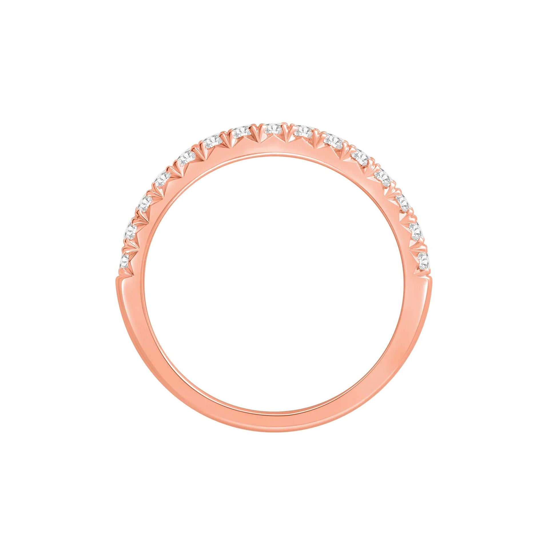 1/2 CT. Tw. Lab Grown Diamond Anniversary Band Ring 14K Rose Gold Round Brilliant Cut Size 6