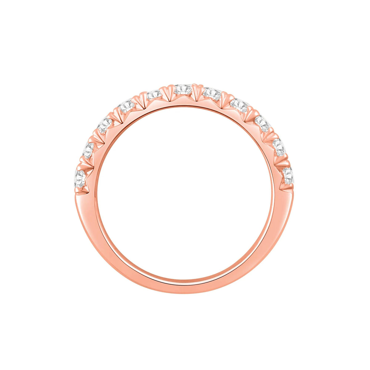 1 CT. Tw. Lab Grown French Pavé Diamond Band Ring 14K Rose Gold Round Brilliant Cut Size 6.5