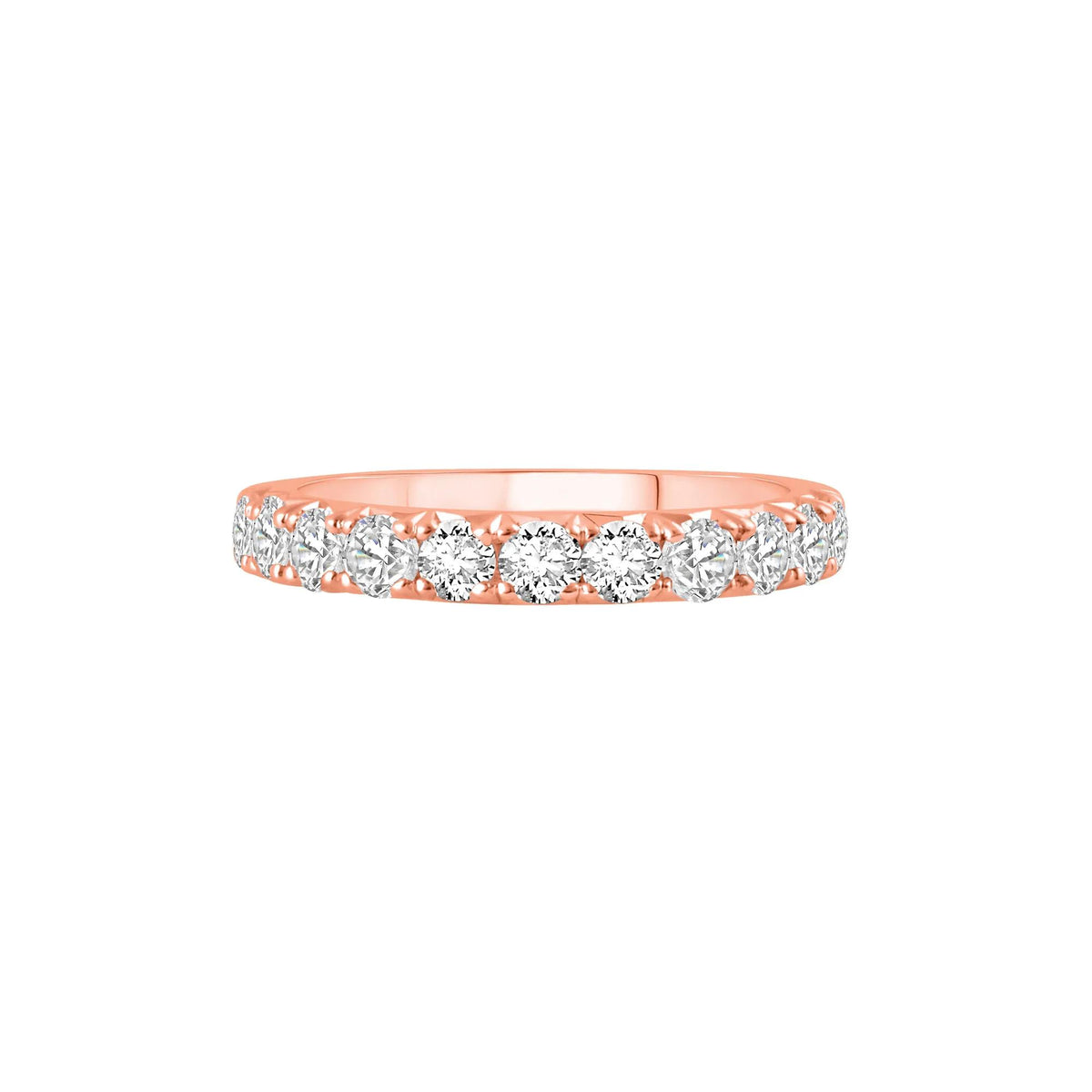 1 CT. Tw. Lab Grown French Pavé Diamond Band Ring 14K Rose Gold Round Brilliant Cut Size 6.5