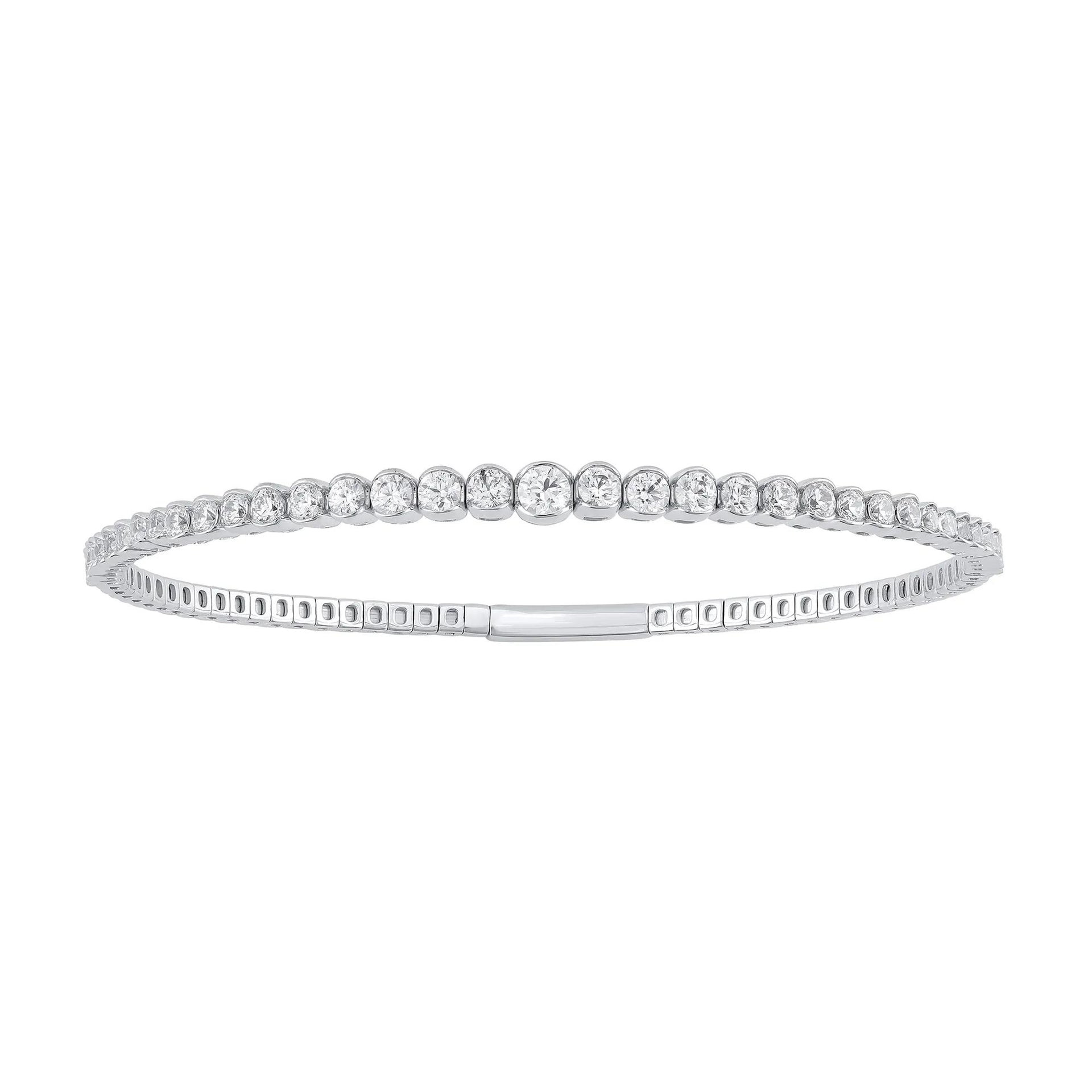 2 CT. Tw. Lab Grown Diamond Bangle Bracelet 14K White Gold Size 4.20mm