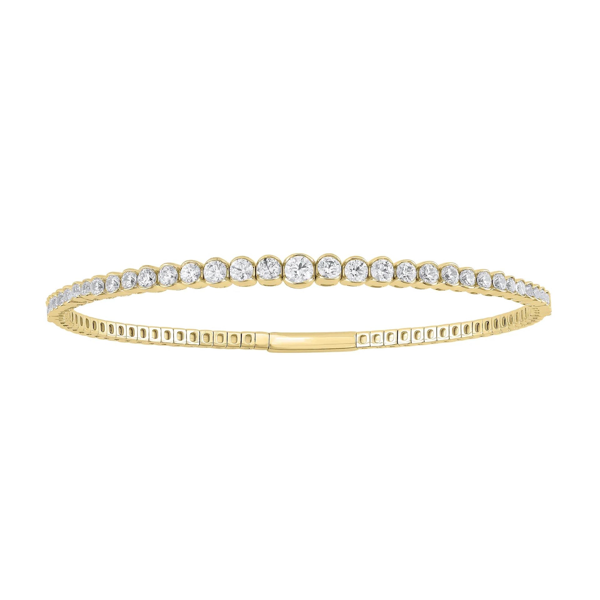 2 CT. Tw. Lab Grown Diamond Bangle Bracelet 14K Yellow Gold Size 4.20mm