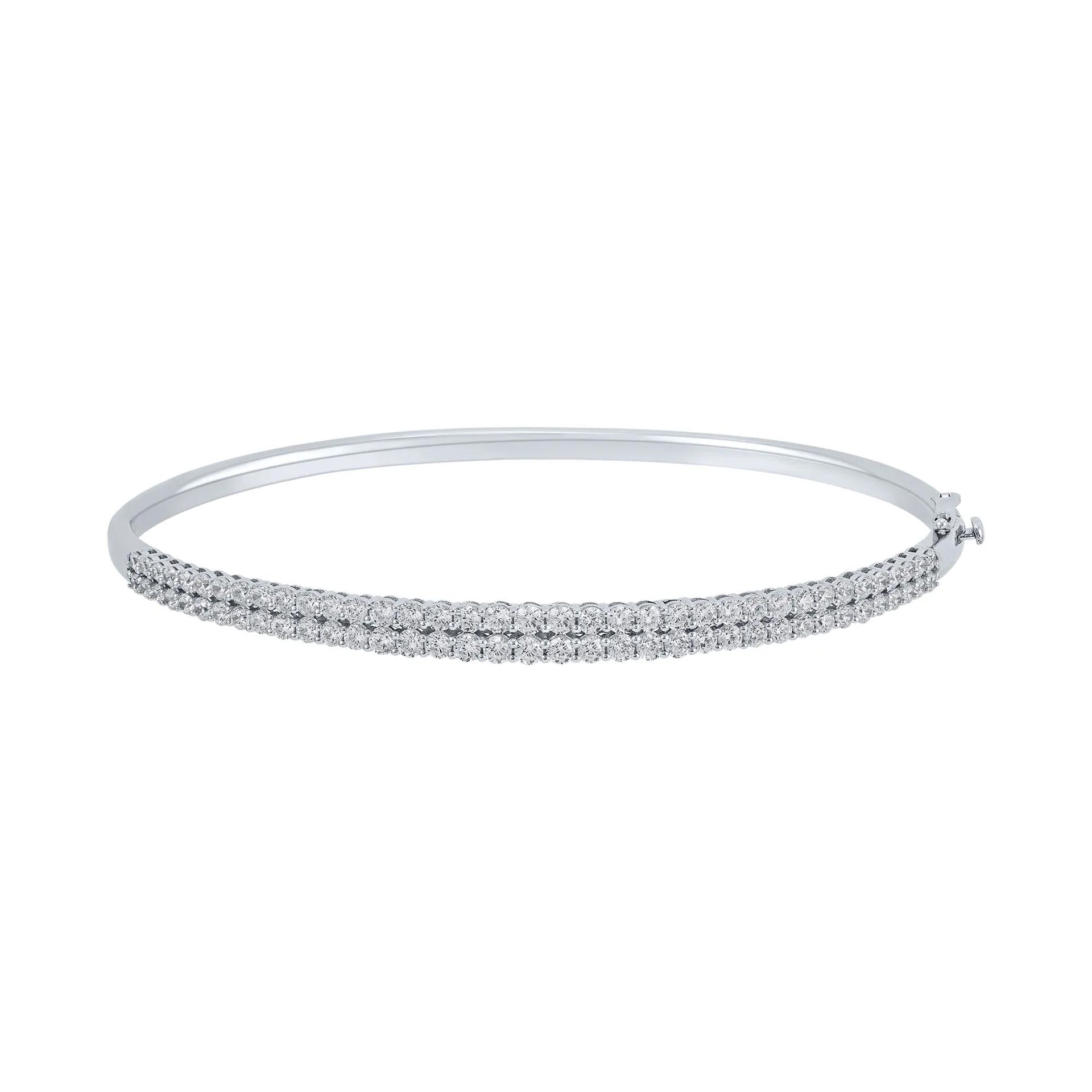 2 CT. Tw. Lab Grown Diamond Bangle Bracelet 14K White Gold Size 4.20mm