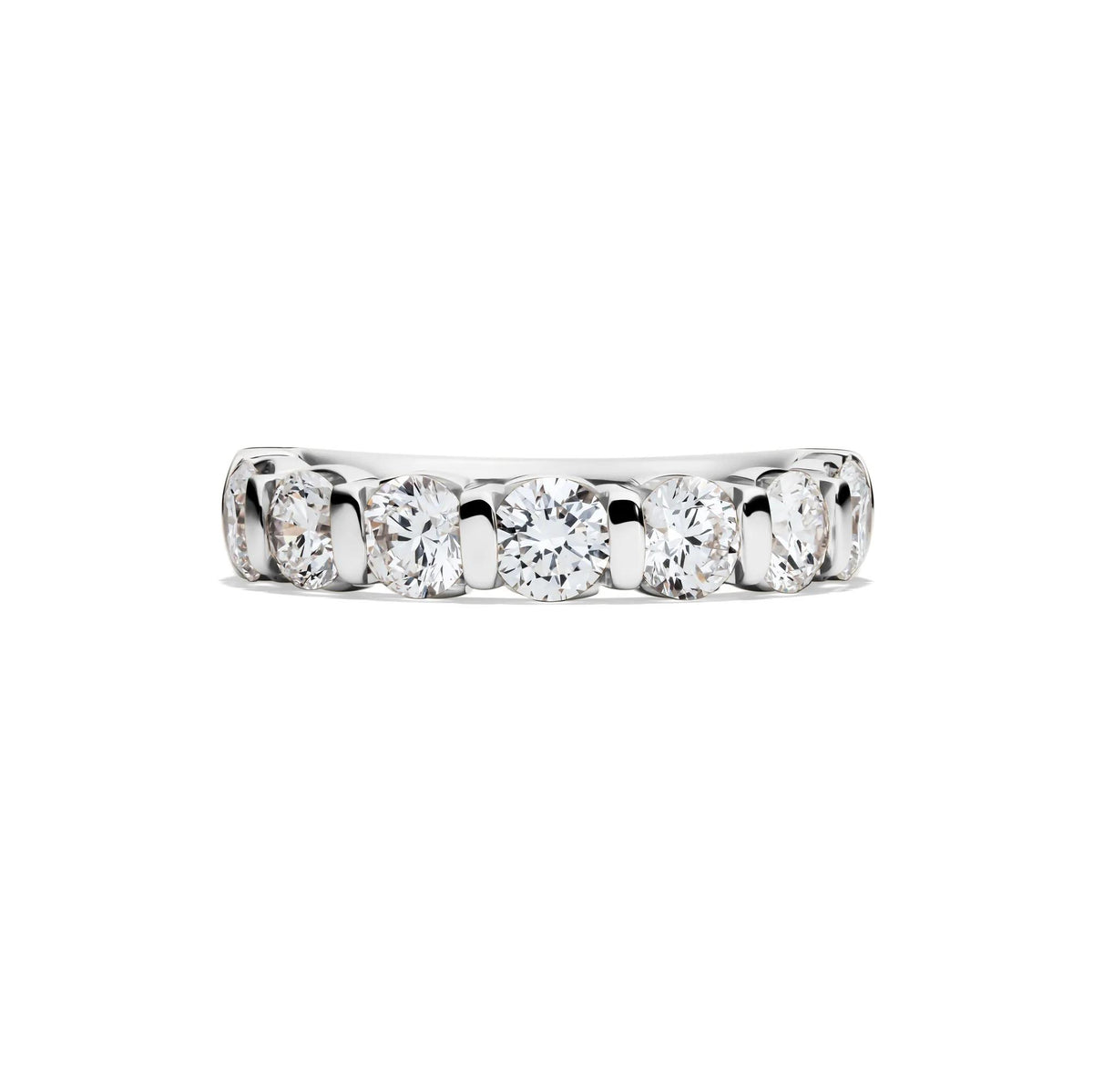 2 CT. Tw. Lab Grown Diamond Bar Set Band Ring 14K White Gold Size 8 2mm