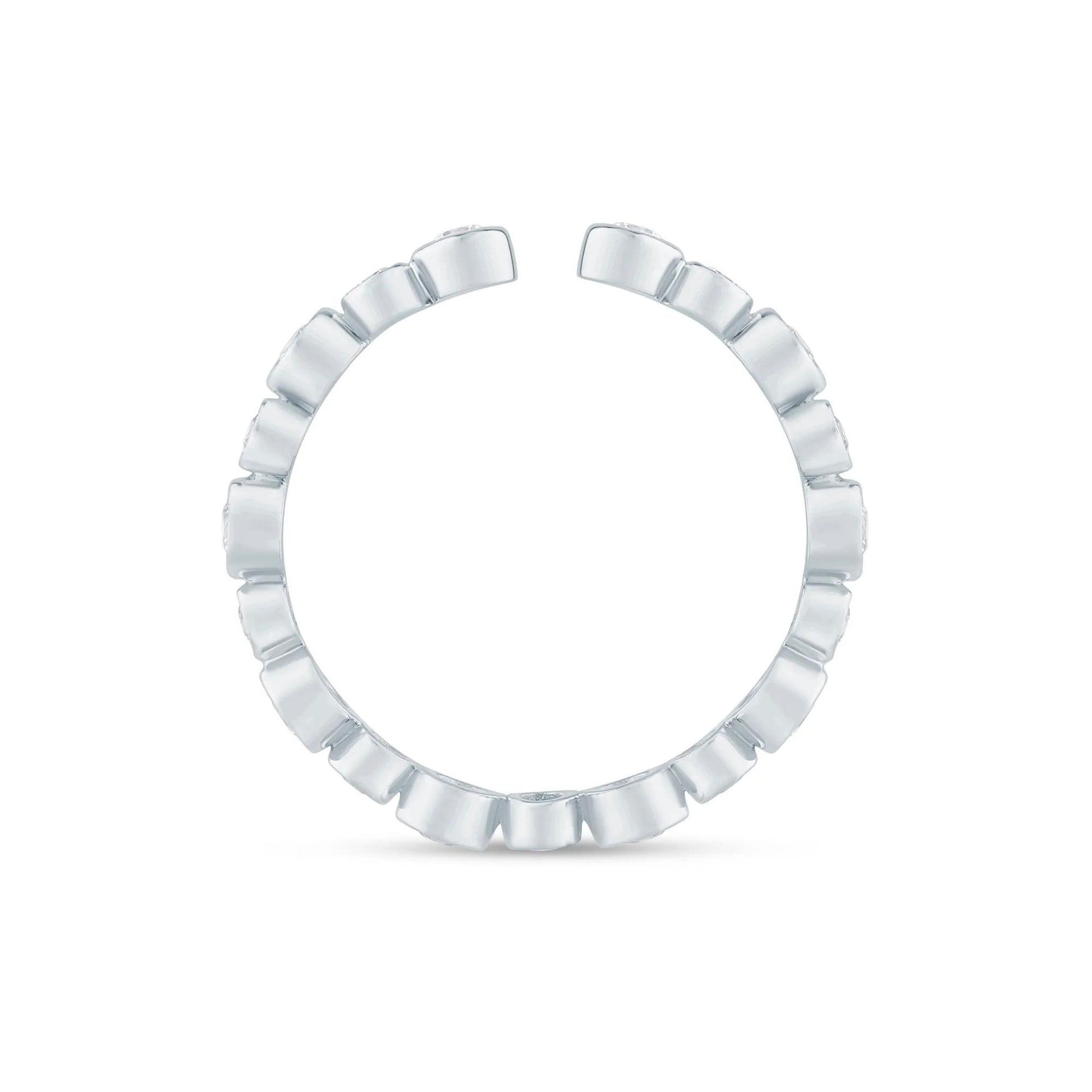 1/2 CT. Tw. Lab Grown Diamond Bezel Open Band Ring 14K White Gold Round Brilliant Cut Size 6 2.5mm