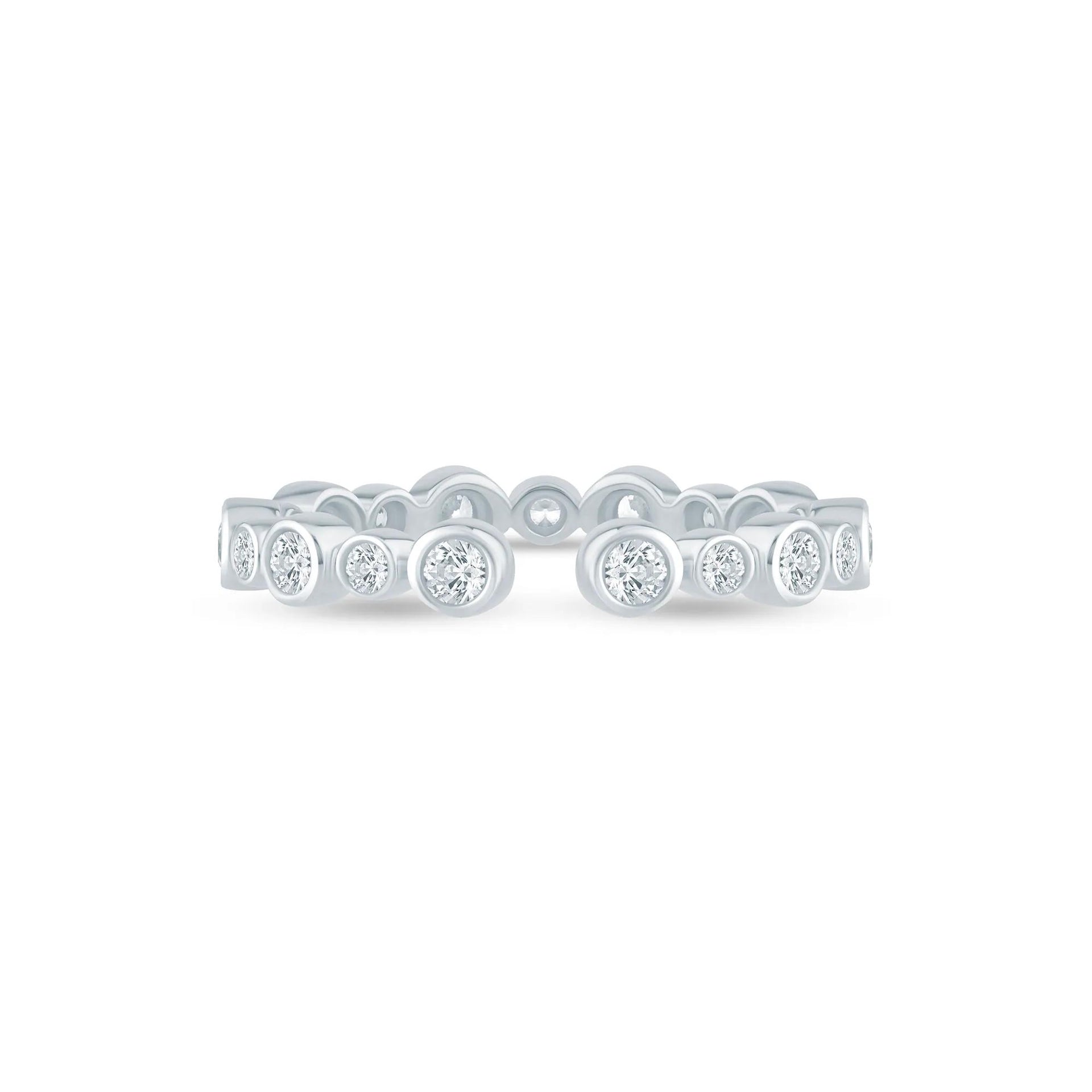 1/2 CT. Tw. Lab Grown Diamond Bezel Open Band Ring 14K White Gold Round Brilliant Cut Size 6 2.5mm