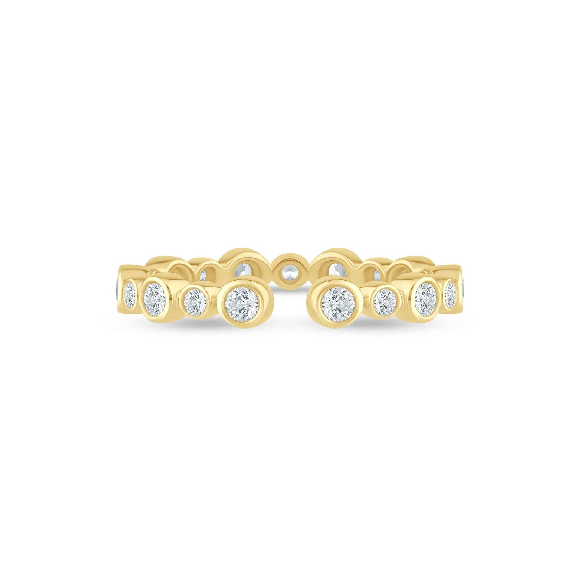 1/2 CT. Tw. Lab Grown Diamond Bezel Open Band Ring 14K Yellow Gold Round Brilliant Cut Size 5 2.5mm