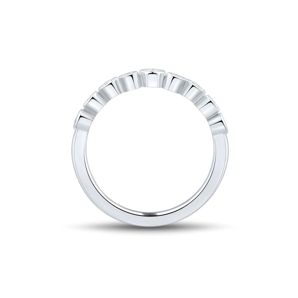 1/3 CT. Tw. Lab Grown Diamond Bezel Scatter Band Ring 10K White Gold Round Brilliant Cut Size 8.5 1mm