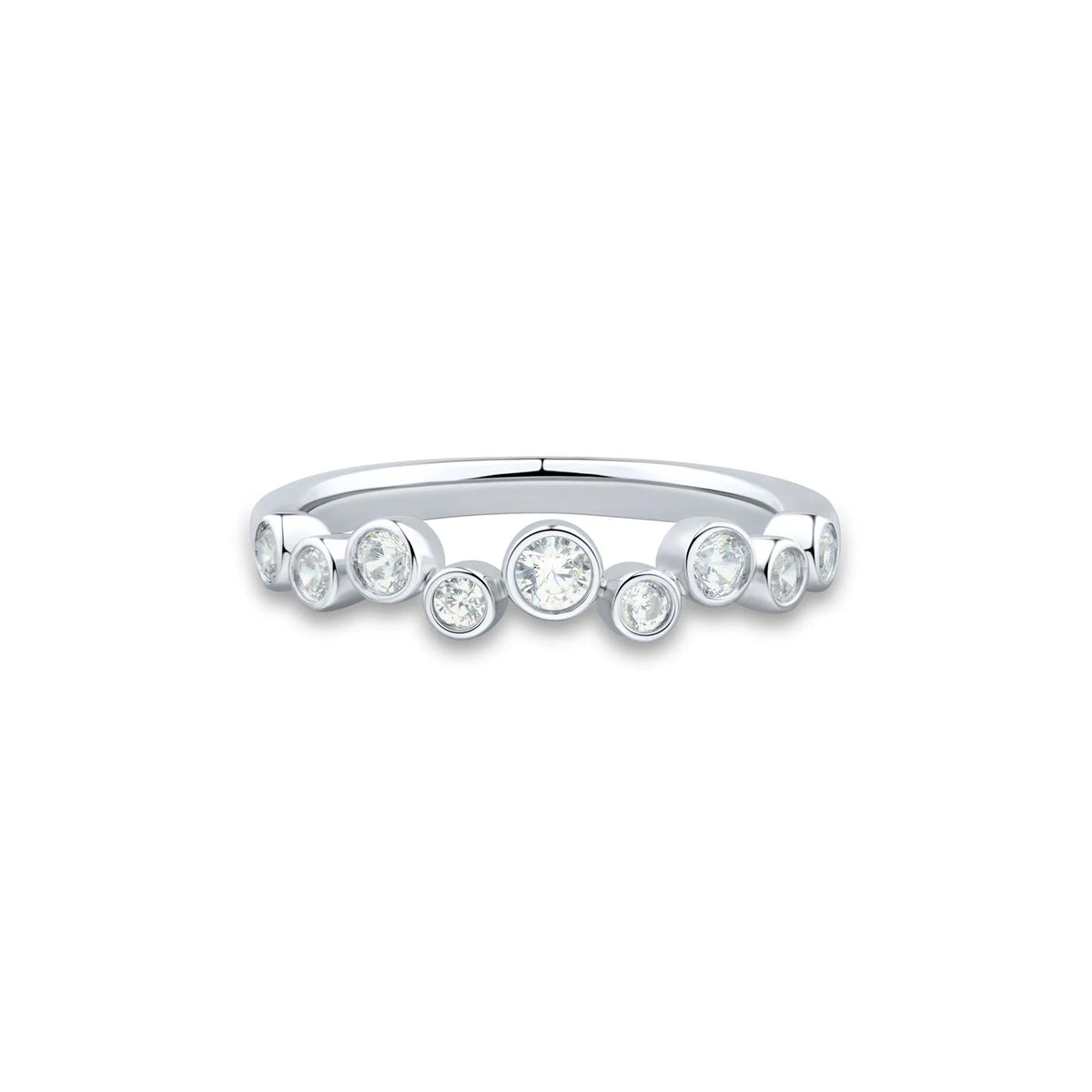 1/3 CT. Tw. Lab Grown Diamond Bezel Scatter Band Ring 10K White Gold Round Brilliant Cut Size 8.5 1mm