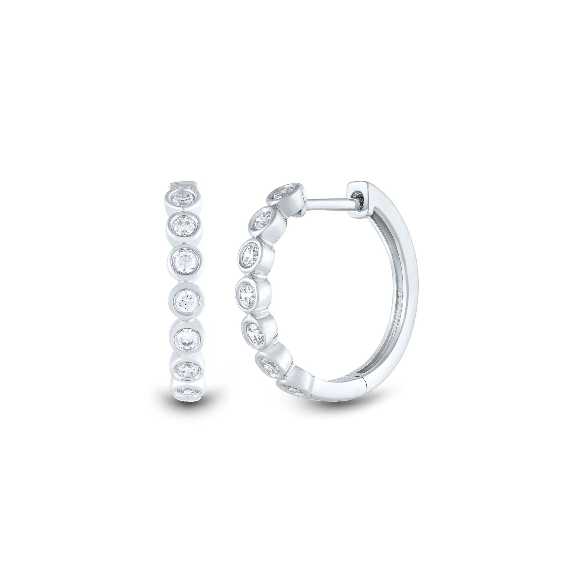 1/3 CT. Tw. Lab Grown Diamond Bezel-Set Hoop Earrings 14K White Gold Size 18.00mm