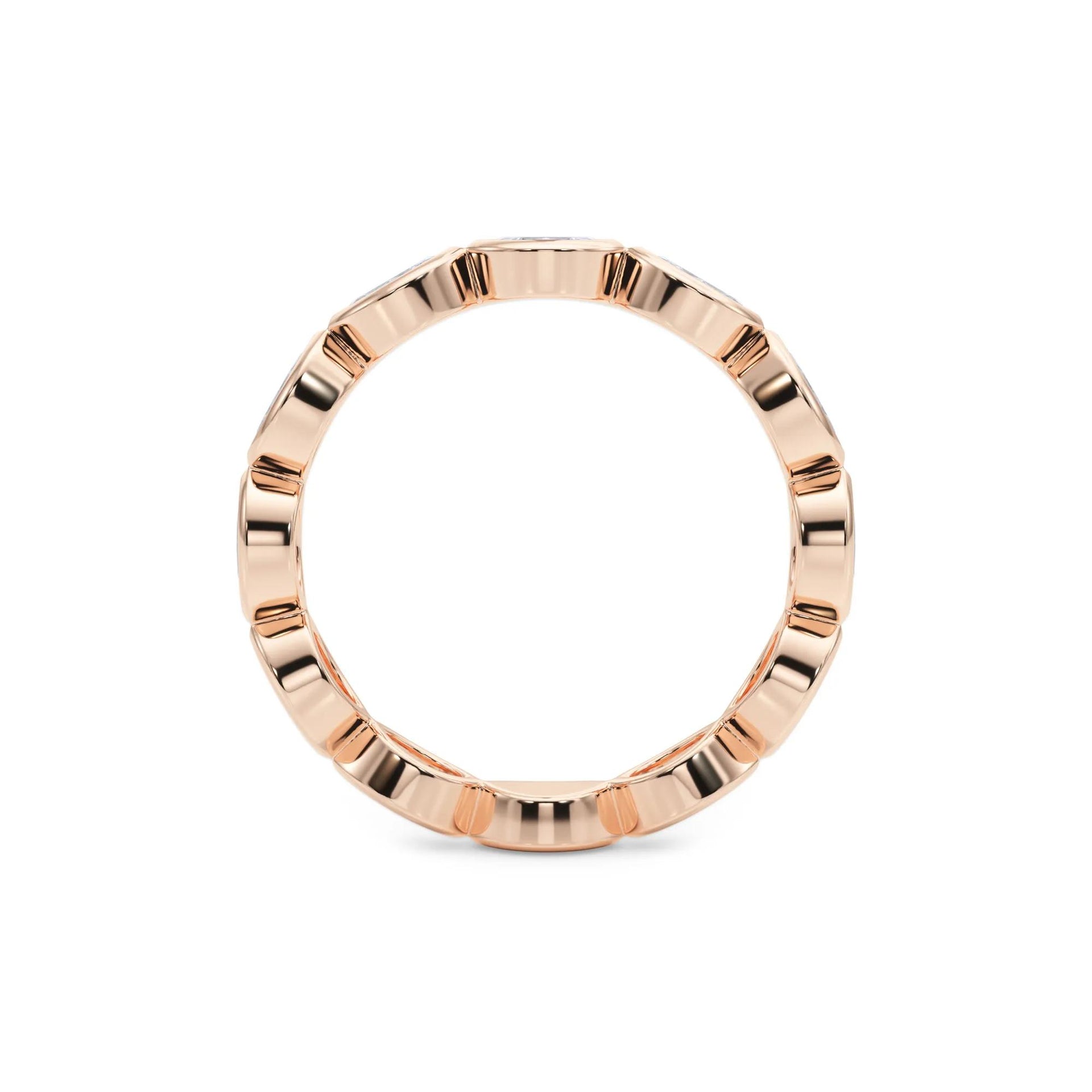 Lab Grown Diamond Bezel-Set Marquise True Eternity Band Ring 14K Rose Gold Size 8.5 3.5mm
