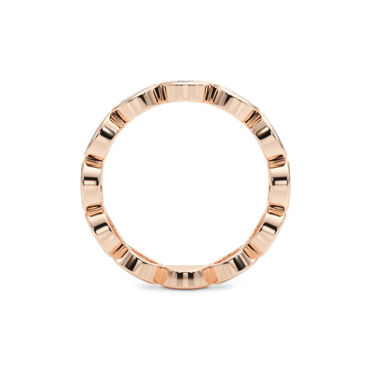 Lab Grown Diamond Bezel-Set Marquise True Eternity Band Ring 14K Rose Gold Size 7.5 3.5mm