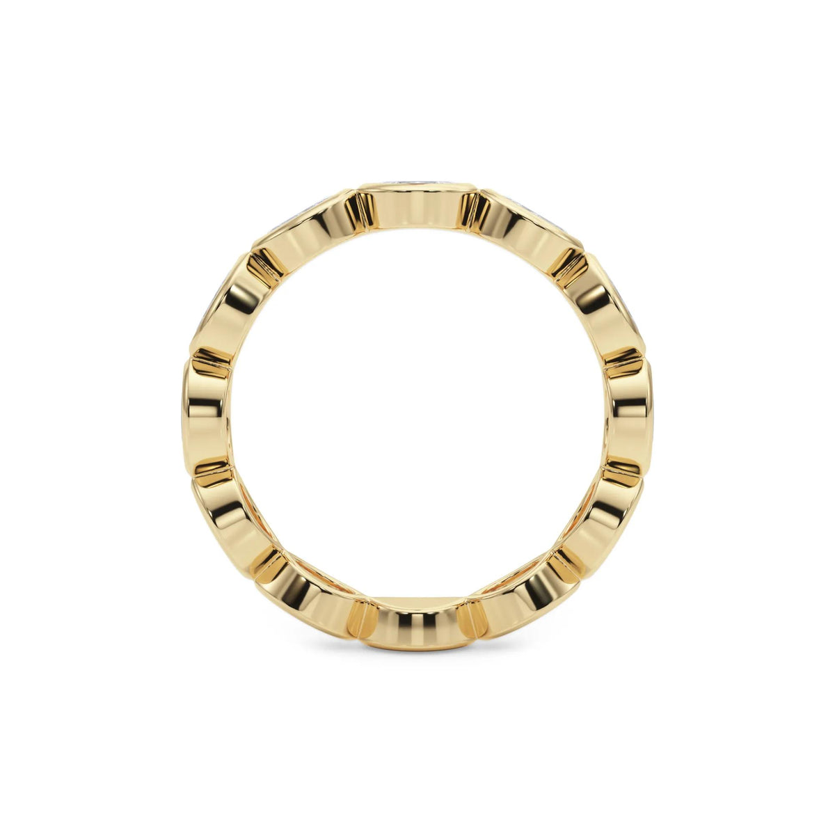 Lab Grown Diamond Bezel-Set Marquise True Eternity Band Ring 14K Yellow Gold Size 9 3.5mm