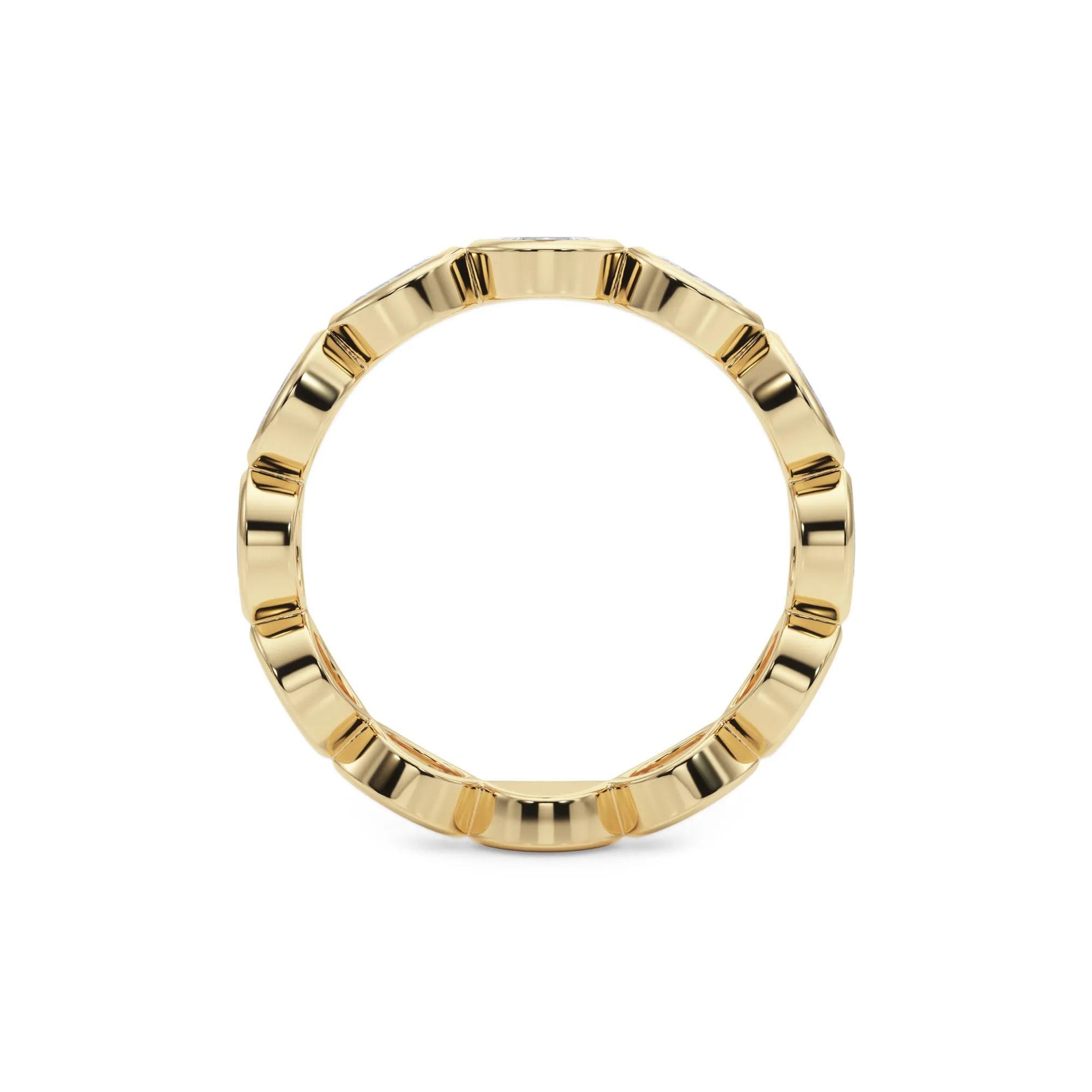 Lab Grown Diamond Bezel-Set Marquise True Eternity Band Ring 14K Yellow Gold Size 4 3.5mm