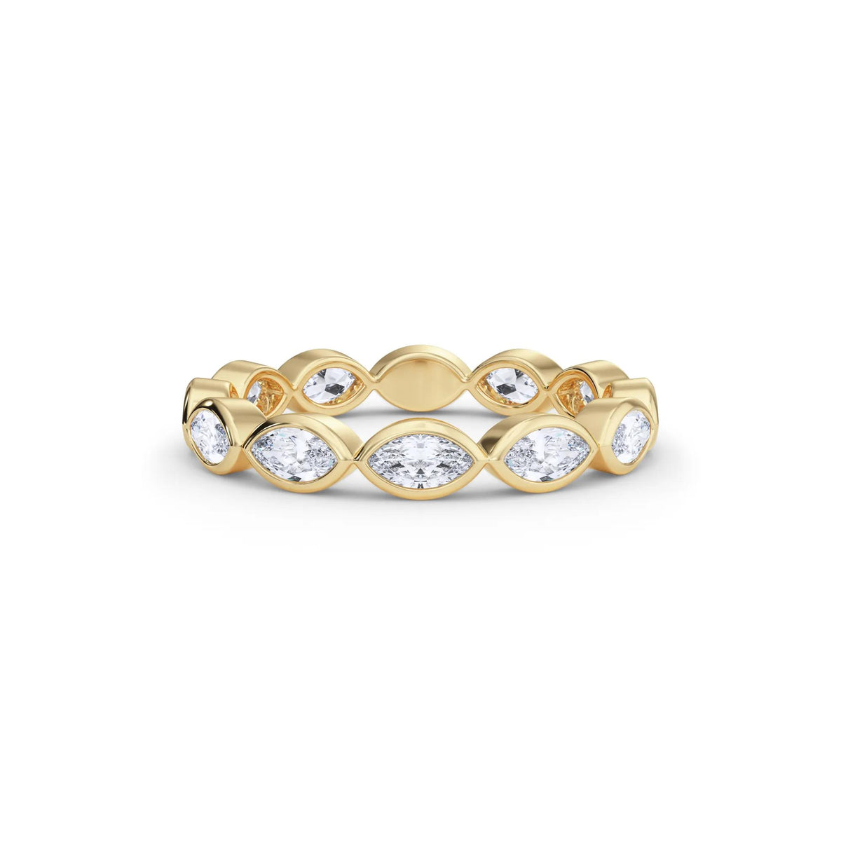 Lab Grown Diamond Bezel-Set Marquise True Eternity Band Ring 14K Yellow Gold Size 9 3.5mm