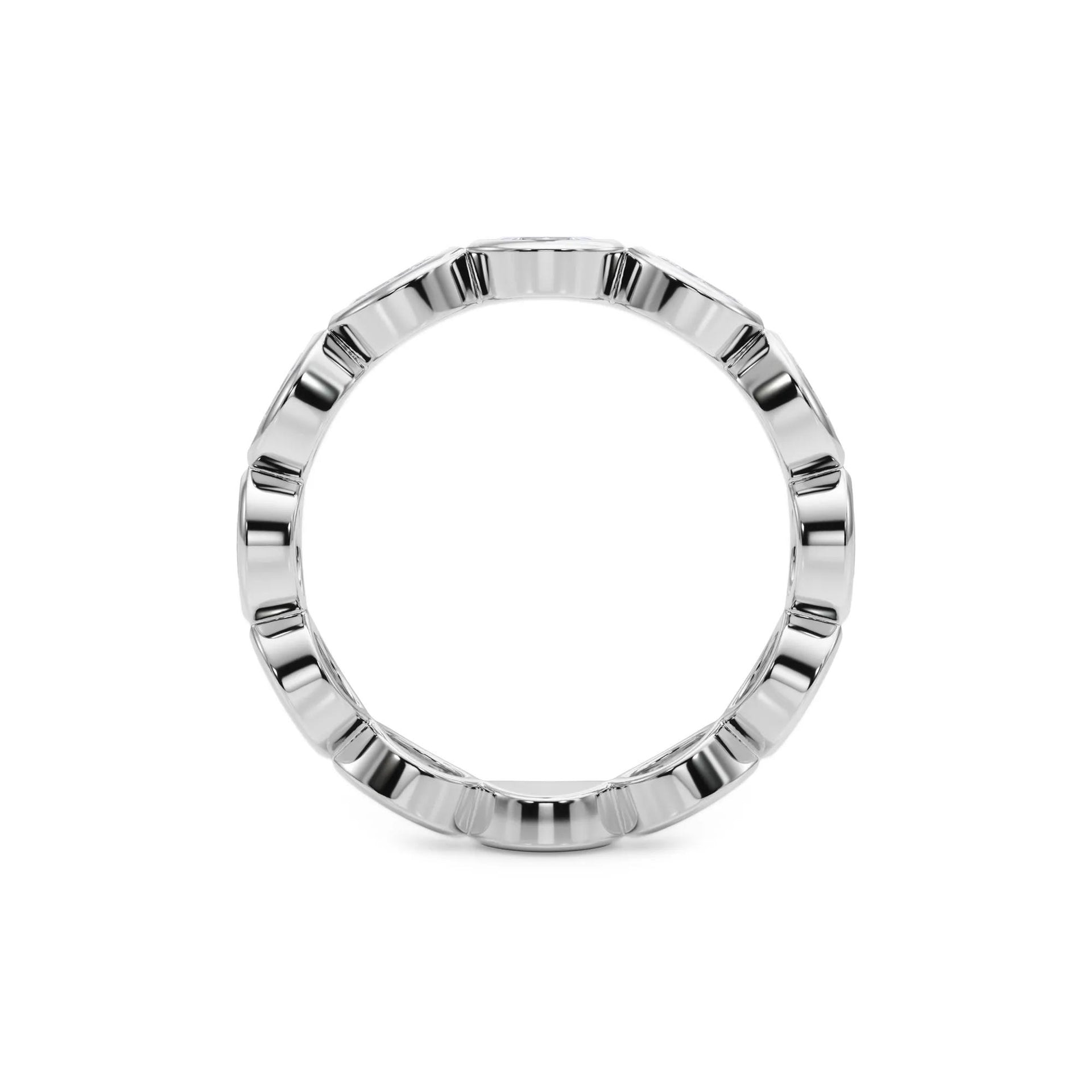 Lab Grown Diamond Bezel-Set Marquise True Eternity Band Ring Platinum White Size 5 3.5mm
