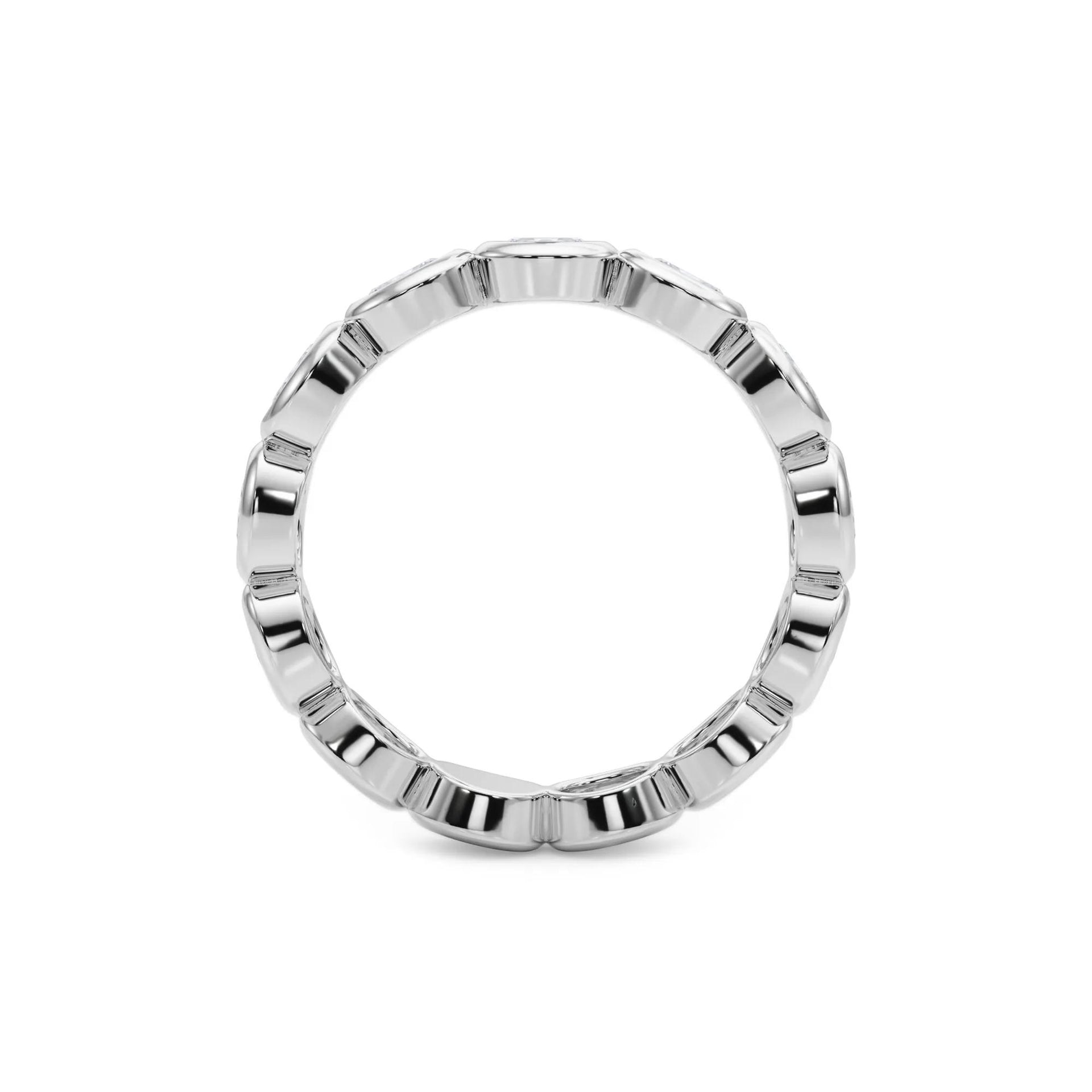 Lab Grown Diamond Oval Bezel-Set True Eternity Band Ring 14K White Gold Size 6.5 3.5mm