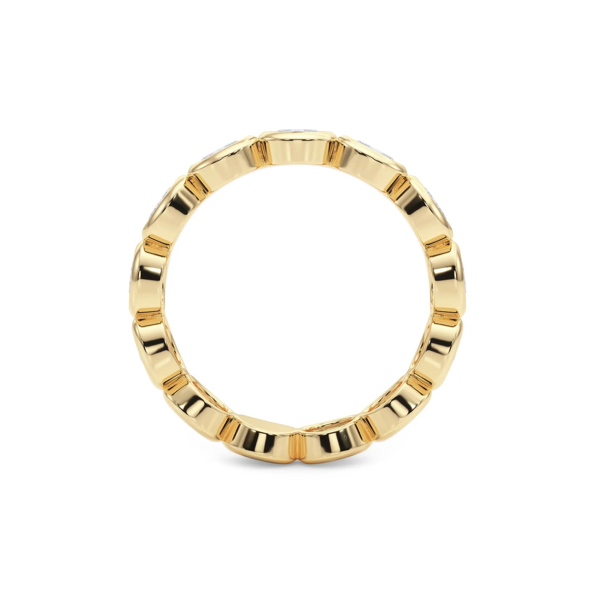 Lab Grown Diamond Bezel-Set Oval True Eternity Band Ring 14K Yellow Gold Size 4 3.5mm