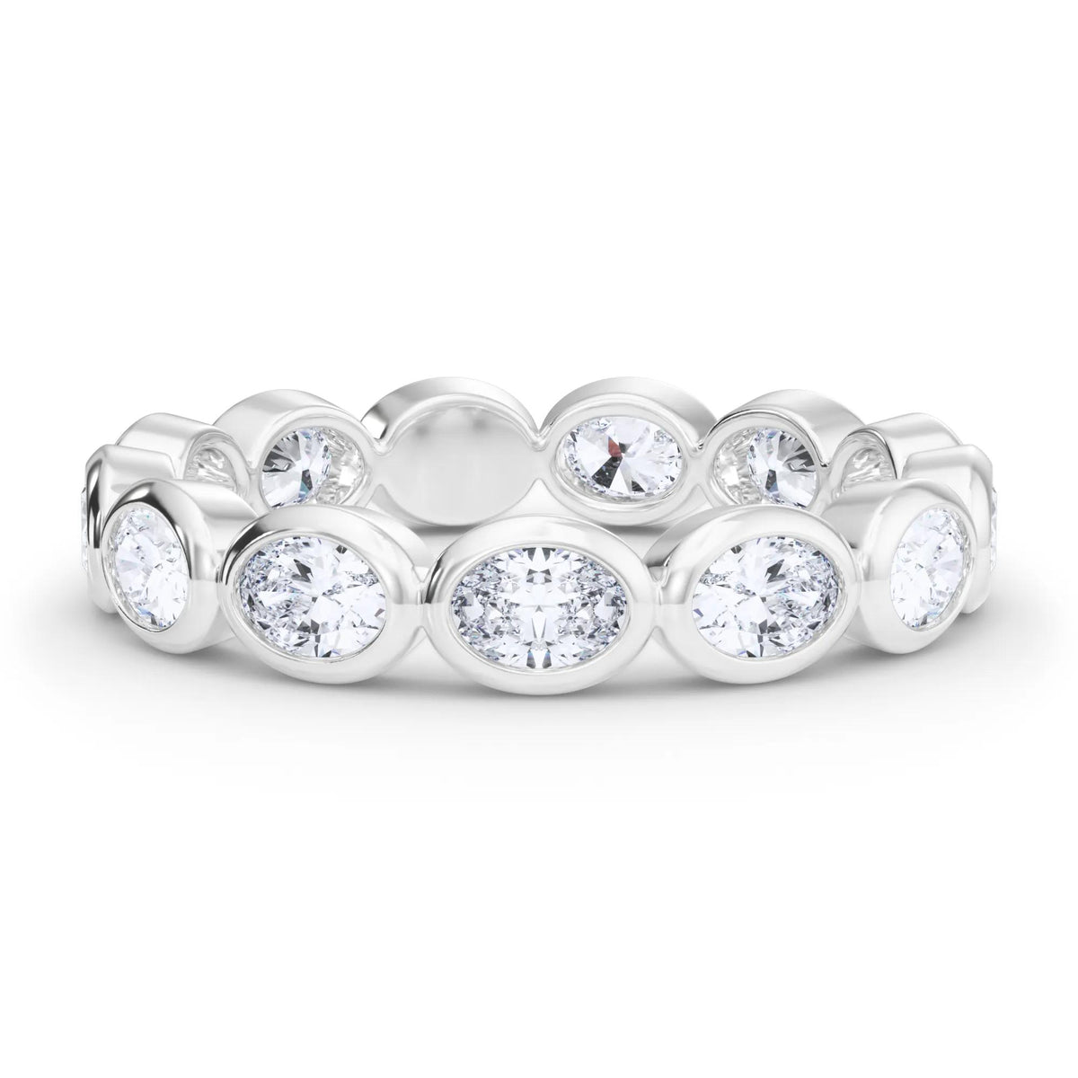 Lab Grown Diamond Bezel-Set Oval True Eternity Band Ring Platinum White Size 9 3.5mm
