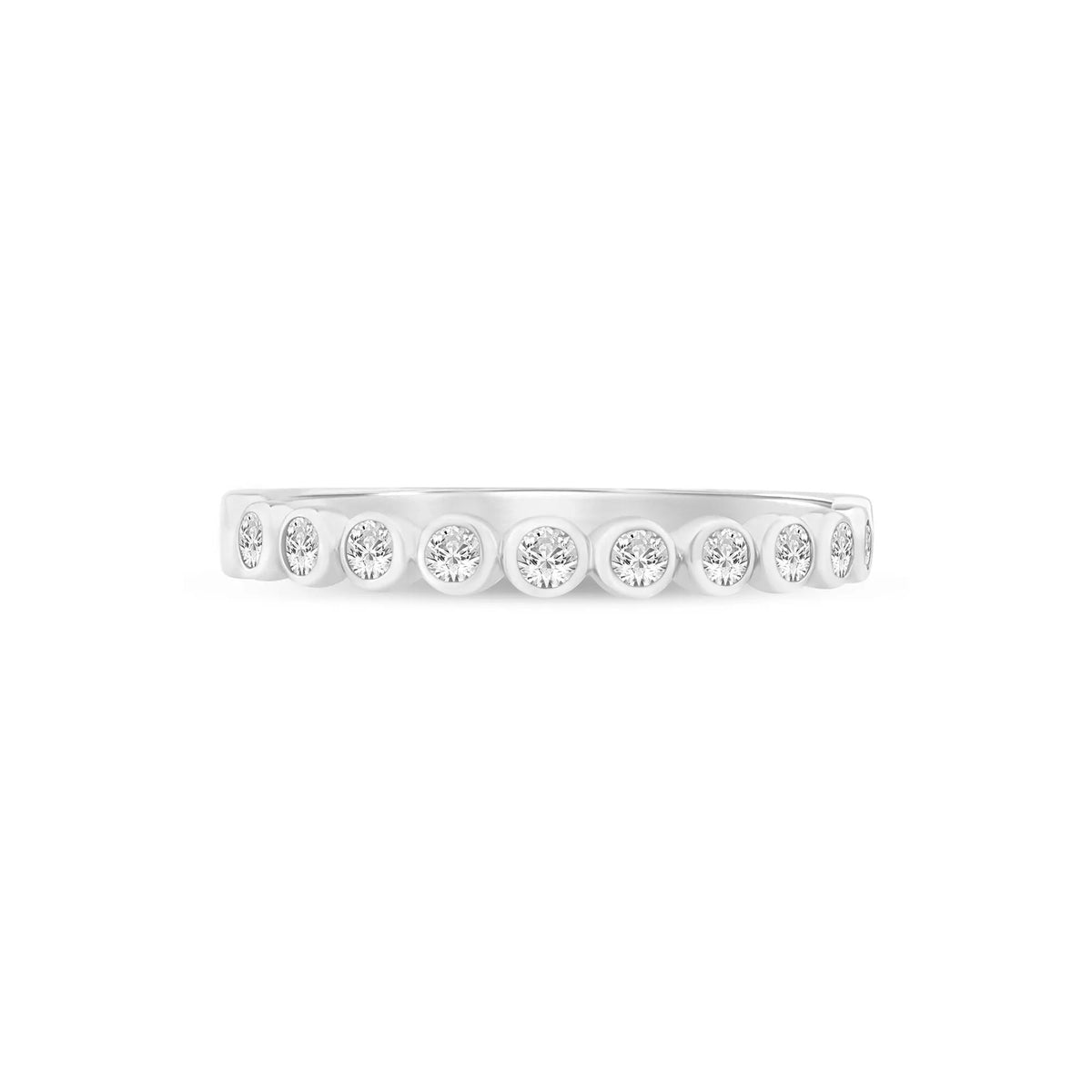 1/4 CT. Tw. Lab Grown Diamond Bezel-Set Stack Band Ring 10K White Gold Size 9 1mm