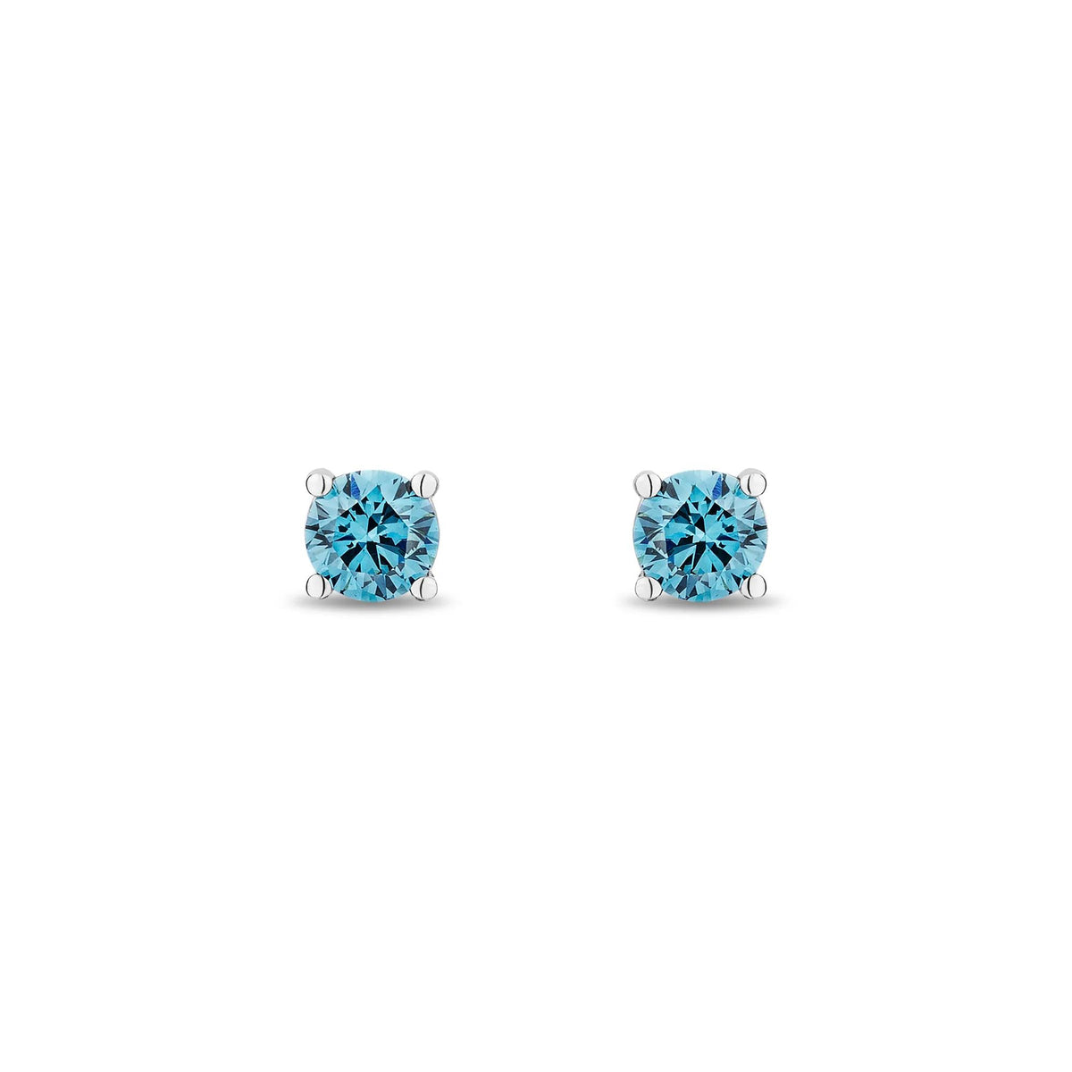1/4 CT. Tw. Lab Grown Diamond Blue Stud Earrings 14K White Gold Size 3.10mm