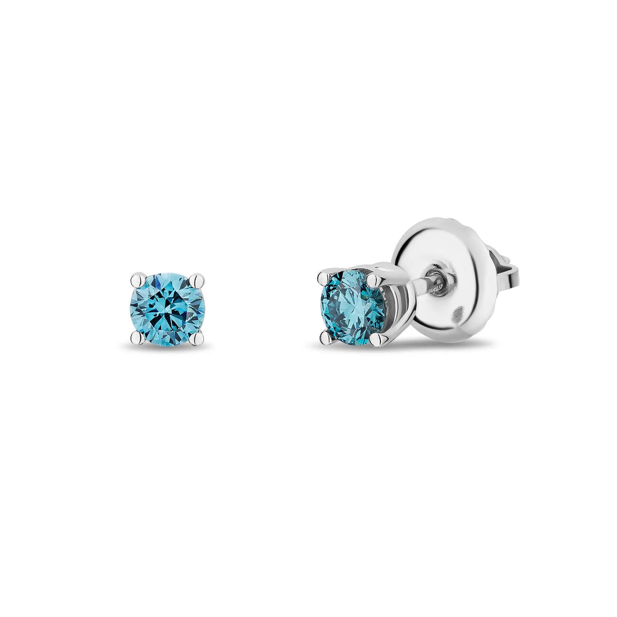 1/4 CT. Tw. Lab Grown Diamond Blue Stud Earrings 14K White Gold Size 3.10mm