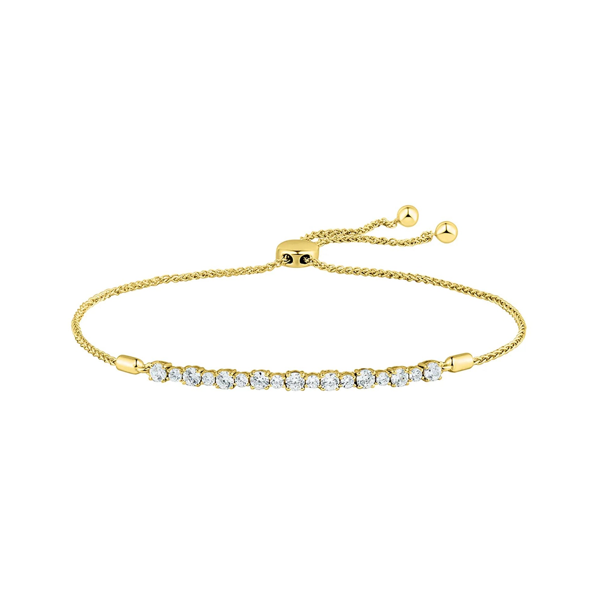 1 CT. Tw. Lab Grown Diamond Bolo Bracelet 14K Yellow Gold Size 46.00mm