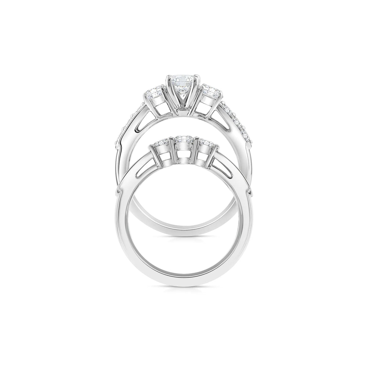 2 1/4 CT. Tw. Lab Grown Diamond Engagement Ring Set 10K White Gold Round Brilliant Cut Size 7 2mm
