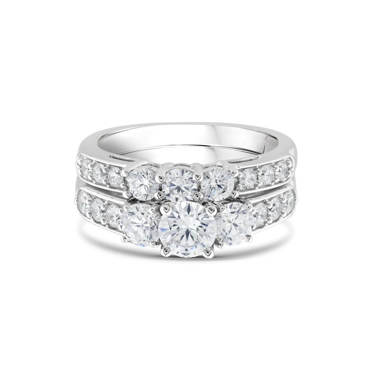 2 1/4 CT. Tw. Lab Grown Diamond Engagement Ring Set 10K White Gold Round Brilliant Cut Size 7 2mm