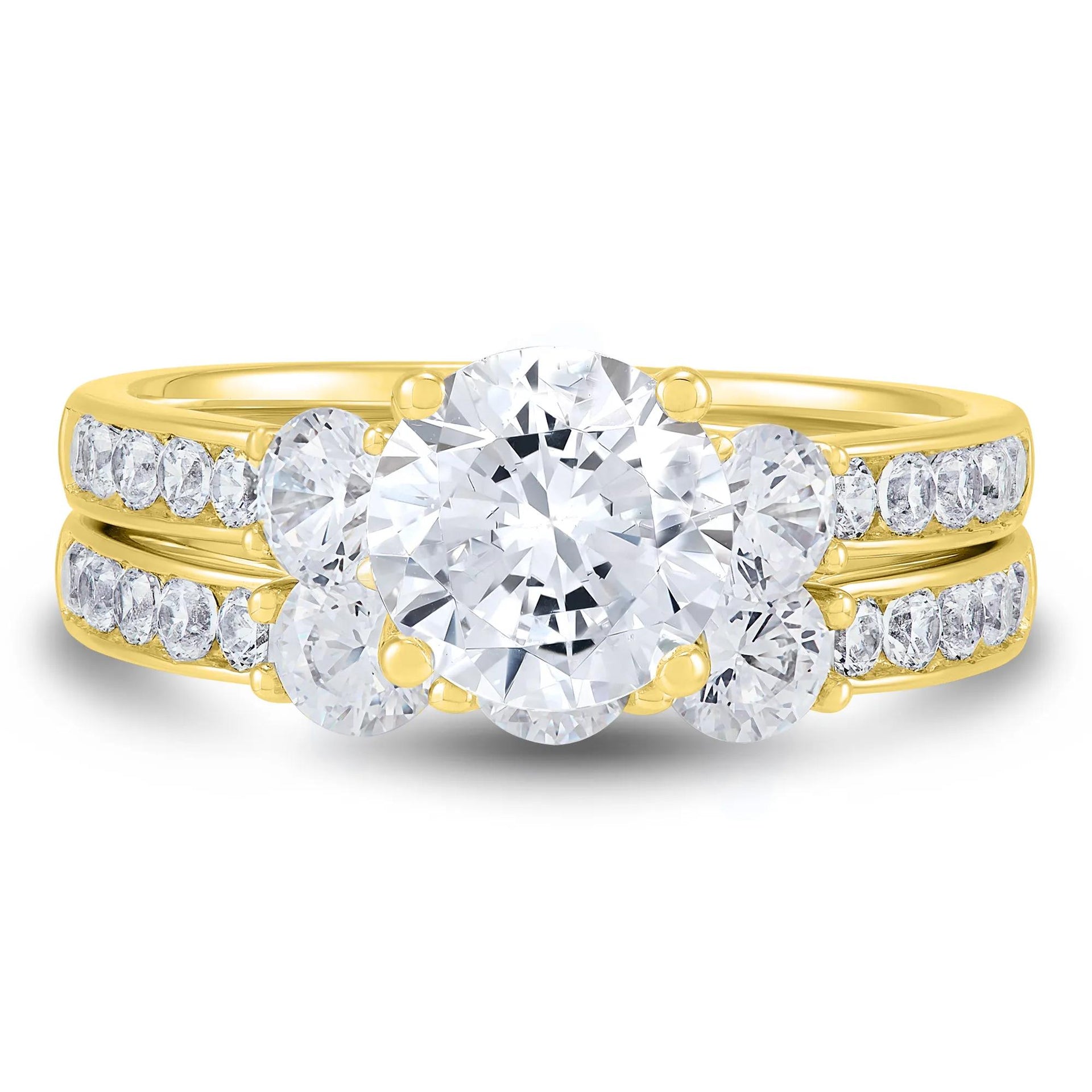 3 CT. Tw. Lab Grown Diamond Bridal Set 14K Yellow Gold Ring Size 9 1mm