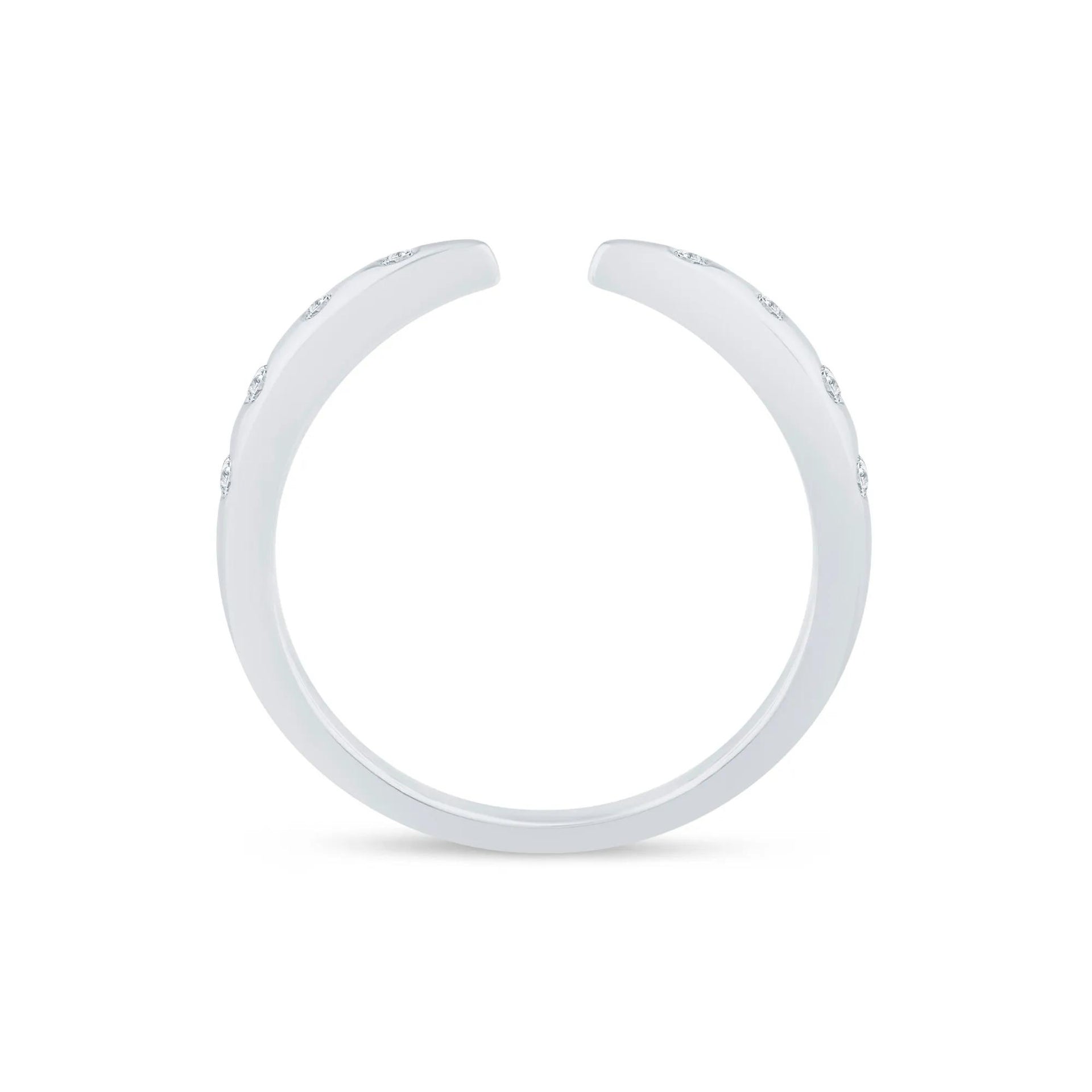 1/10 CT. Tw. Lab Grown Diamond Burnished Open Band Ring 14K White Gold Size 8.5 1.5mm