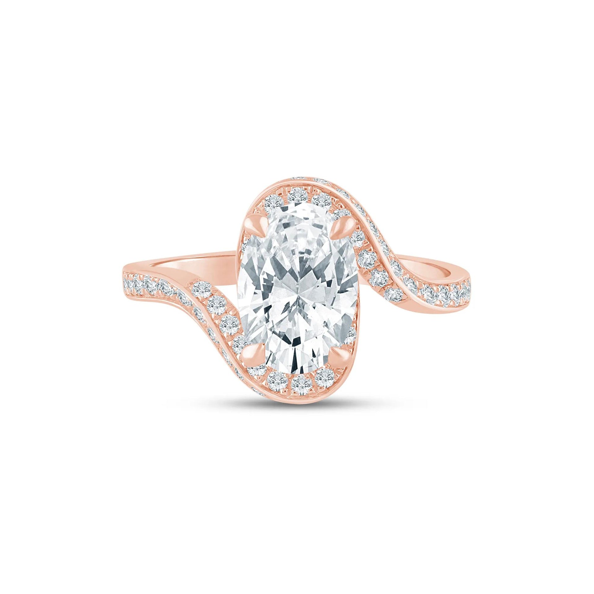 2 1/2 CT. Tw. Lab Grown Diamond Bypass Engagement Ring 14K Rose Gold Size 6.5