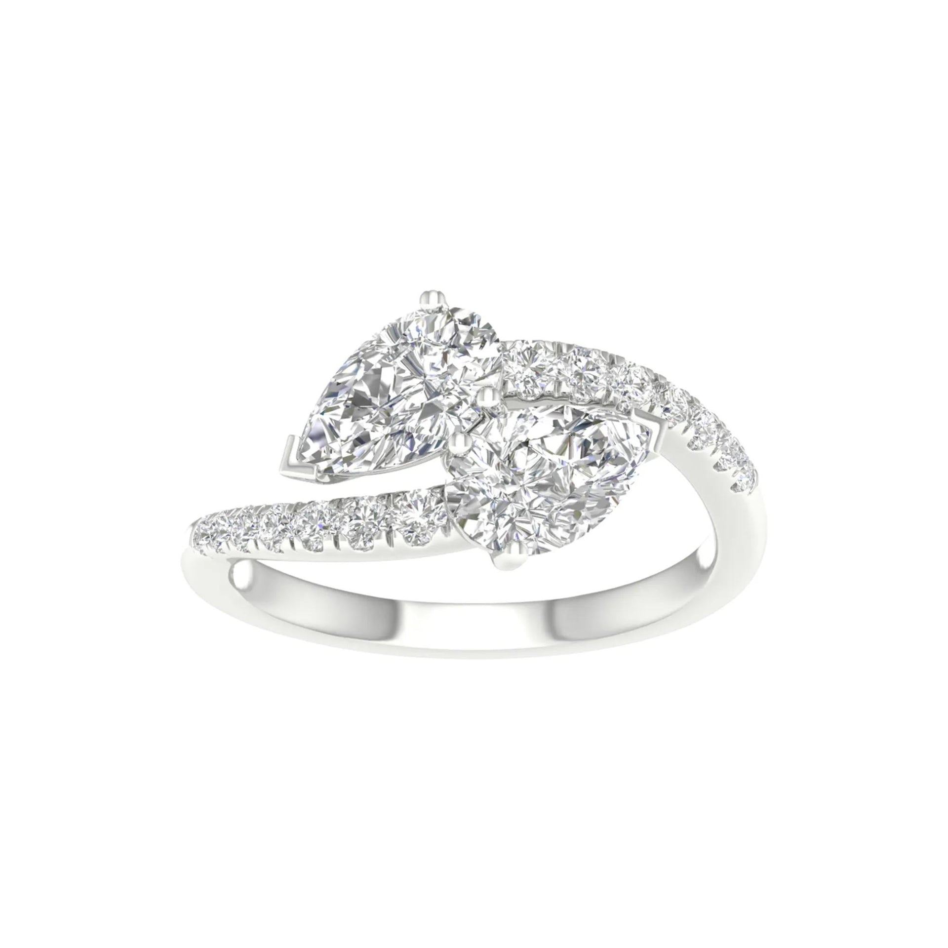 1 3/4 CT. Tw. Lab Grown Diamond Bypass Ring 14K White Gold Size 7.5 2mm
