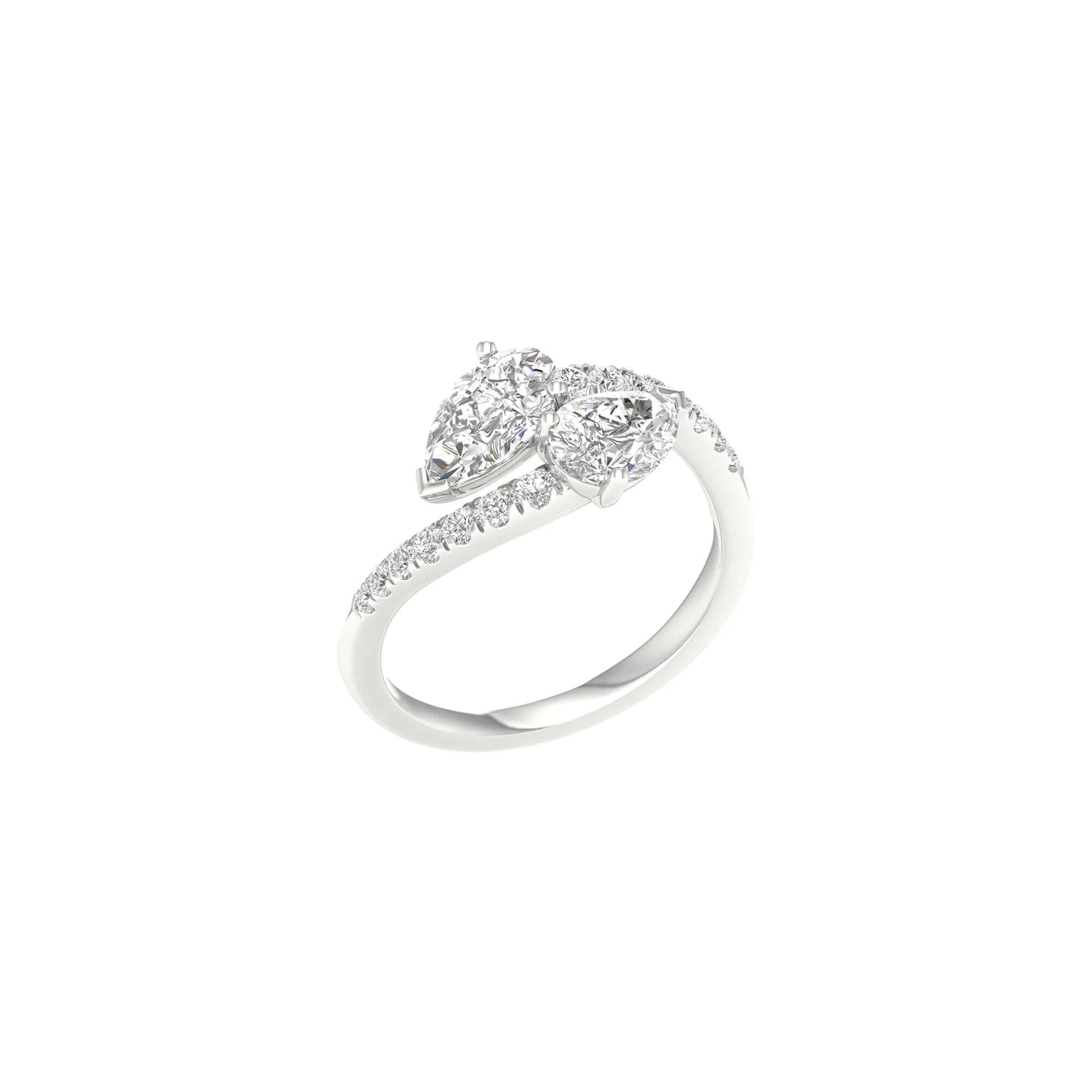 1 3/4 CT. Tw. Lab Grown Diamond Bypass Ring 14K White Gold Size 6.5 2mm