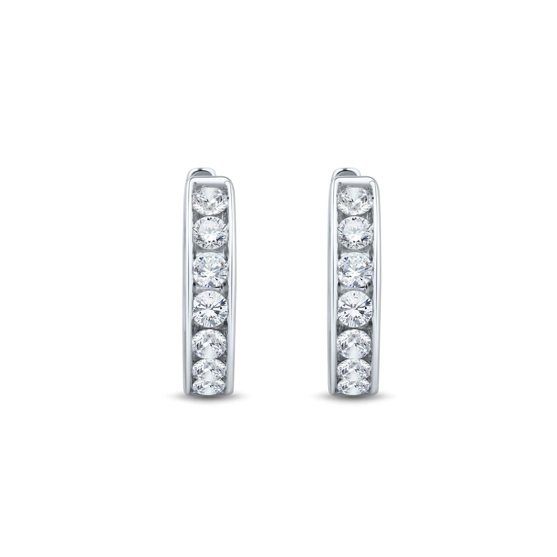1 CT. Tw. Lab Grown Diamond Channel Hoop Earrings 14K White Gold Size 17.50mm
