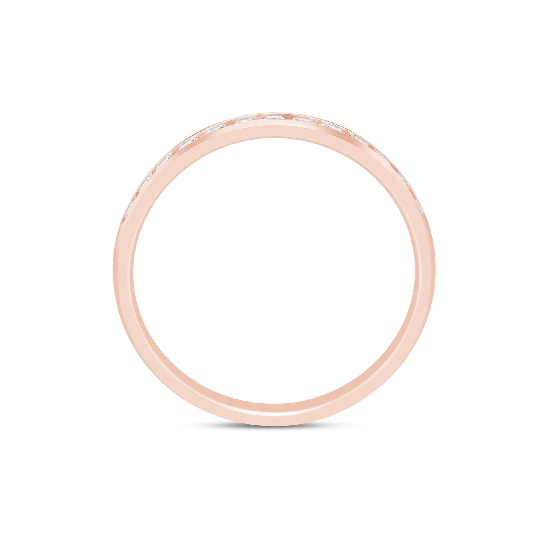 1/4 CT. Tw. Lab Grown Diamond Channel-Set Band Ring 14K Rose Gold Size 5.5 2mm