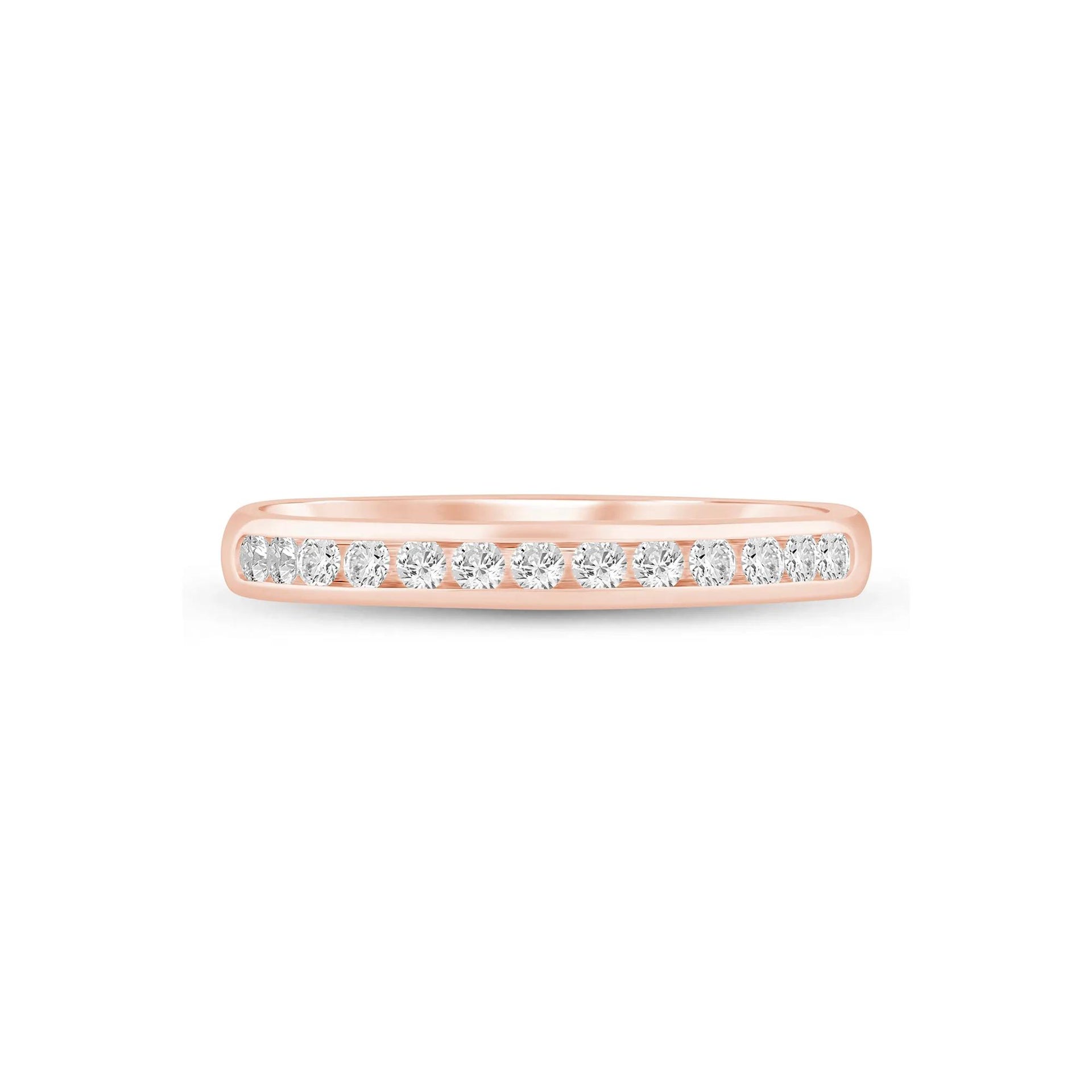 1/4 CT. Tw. Lab Grown Diamond Channel-Set Band Ring 14K Rose Gold Size 7.5 2mm