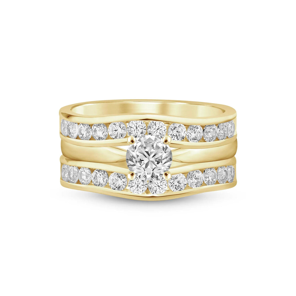 1 CT. Tw. Lab Grown Diamond Channel-Set Enhancer 14K Yellow Gold Ring Size 7