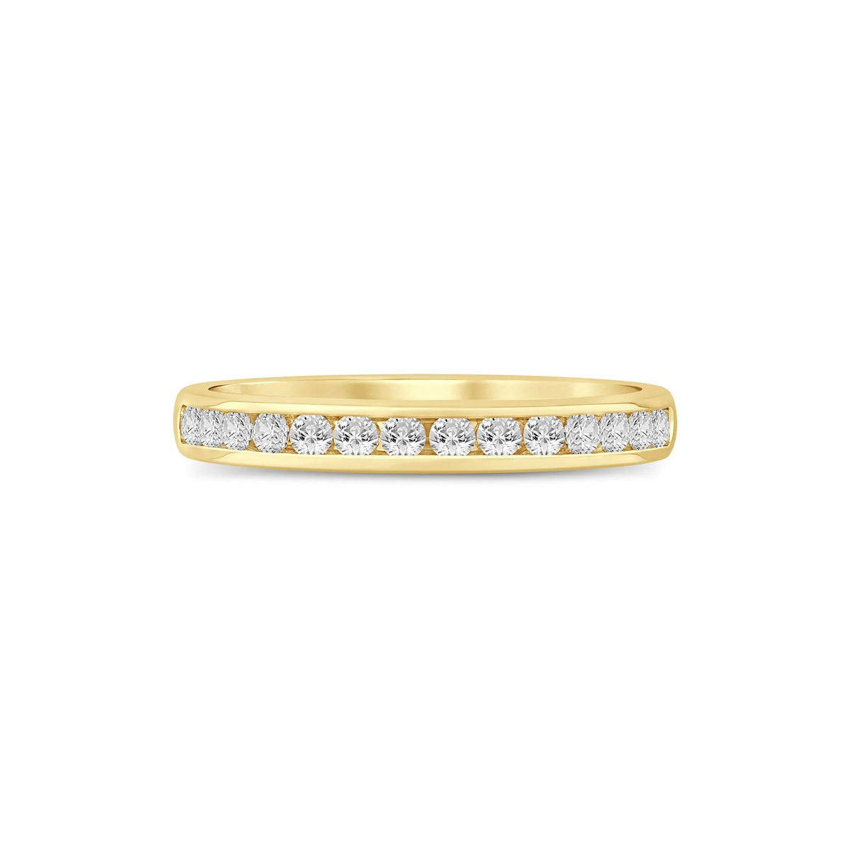 1/3 CT. Tw. Lab Grown Diamond Channel-Set Wedding Band Ring 14K Gold Round Brilliant Cut Yellow Size 5 3mm