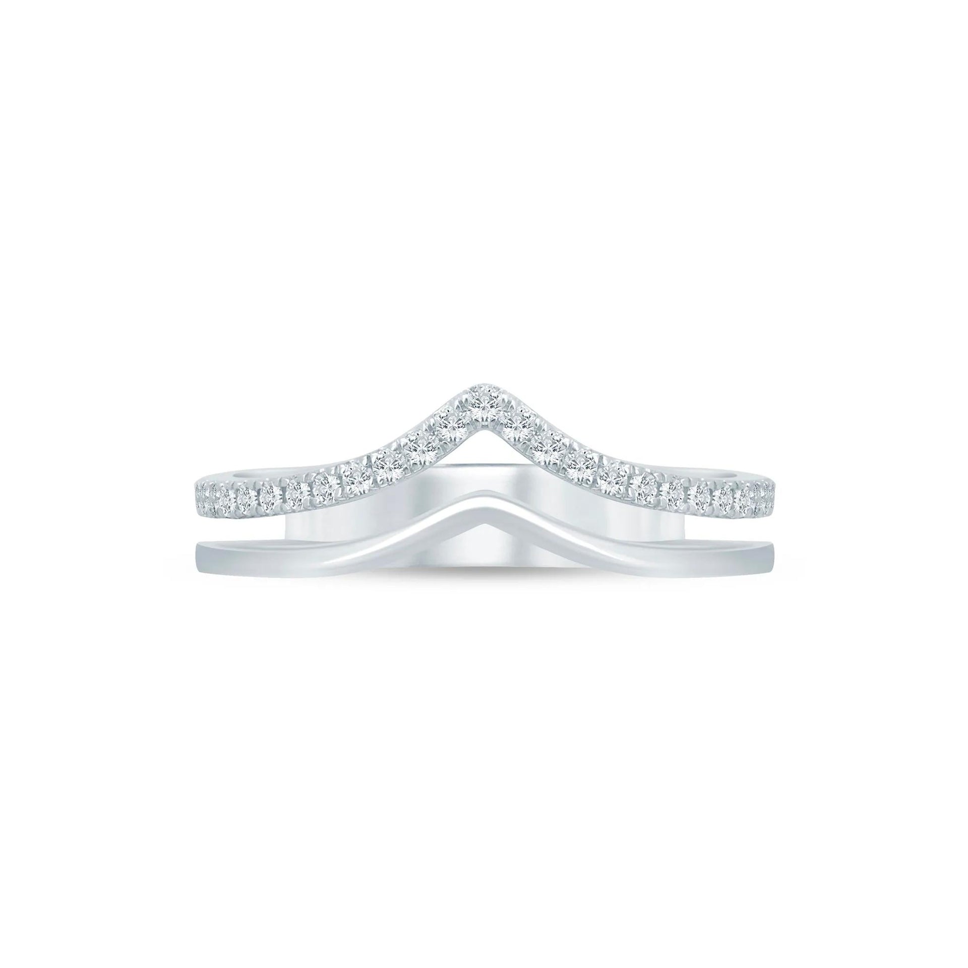 1/5 CT. Tw. Lab Grown Diamond Chevron Anniversary Band Ring 14K White Gold Size 7 3.5mm