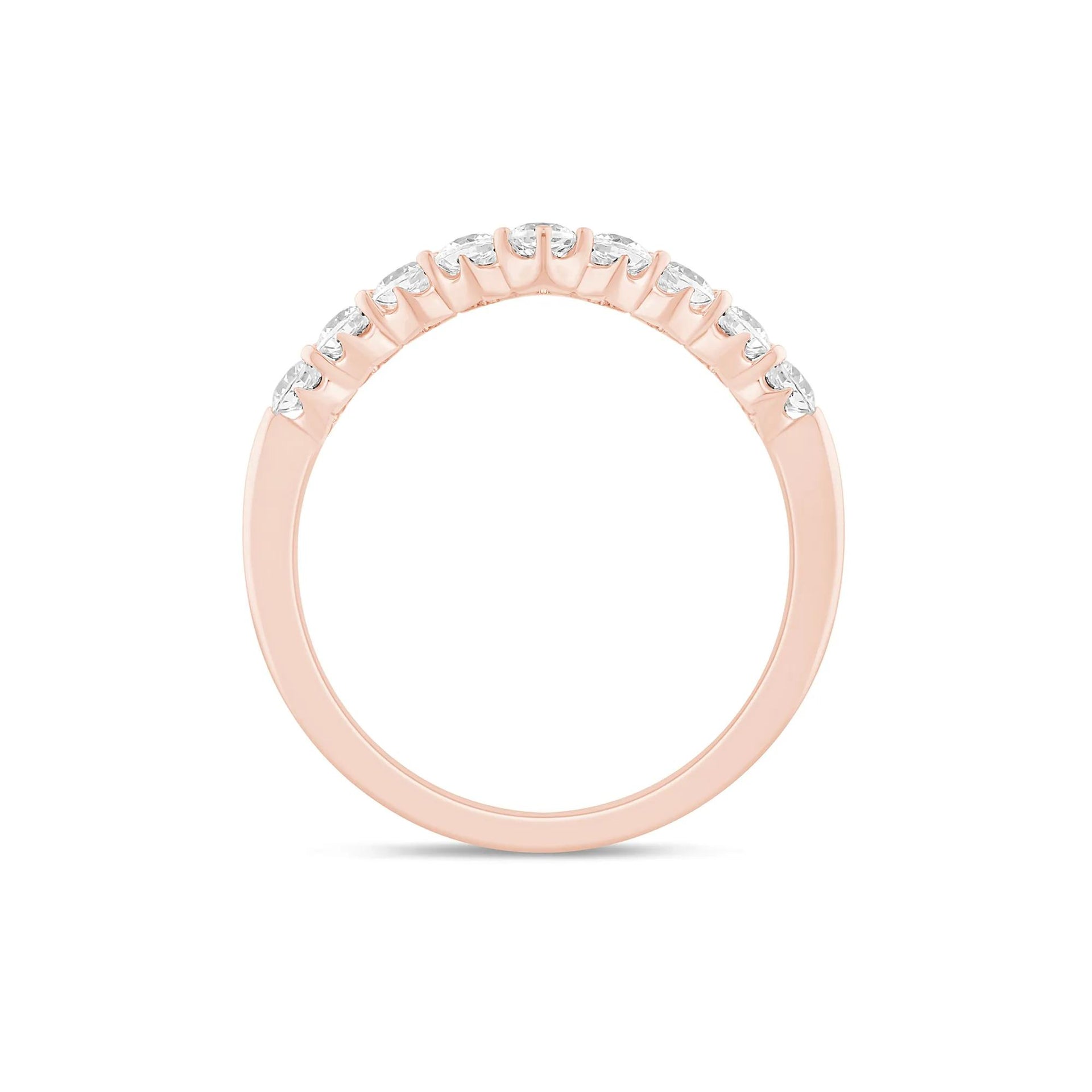 1/2 CT. Tw. Lab Grown Diamond Chevron Band Ring 14K Rose Gold Round Brilliant Cut Size 8.5 1mm