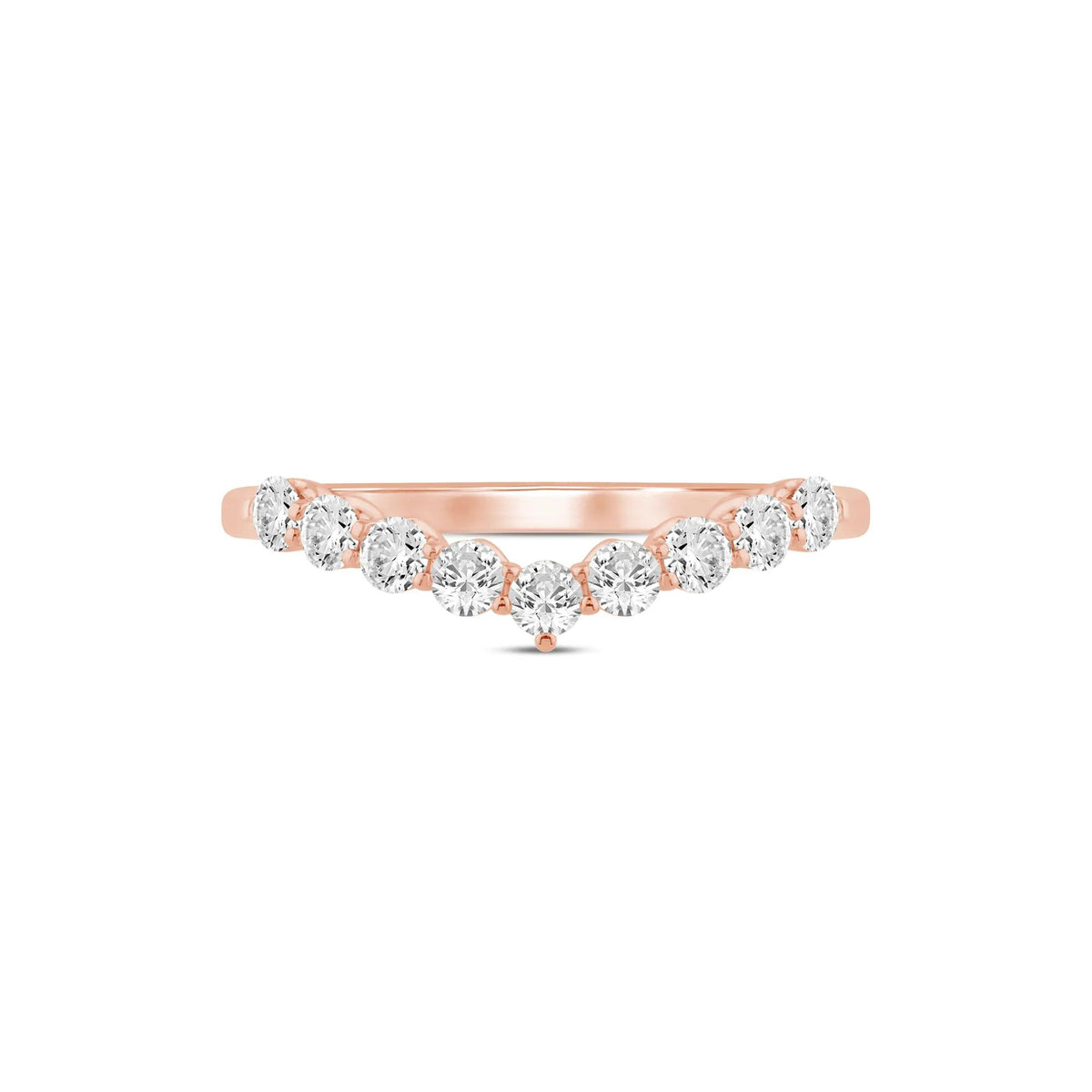 1/2 CT. Tw. Lab Grown Diamond Chevron Band Ring 14K Rose Gold Round Brilliant Cut Size 7 1mm