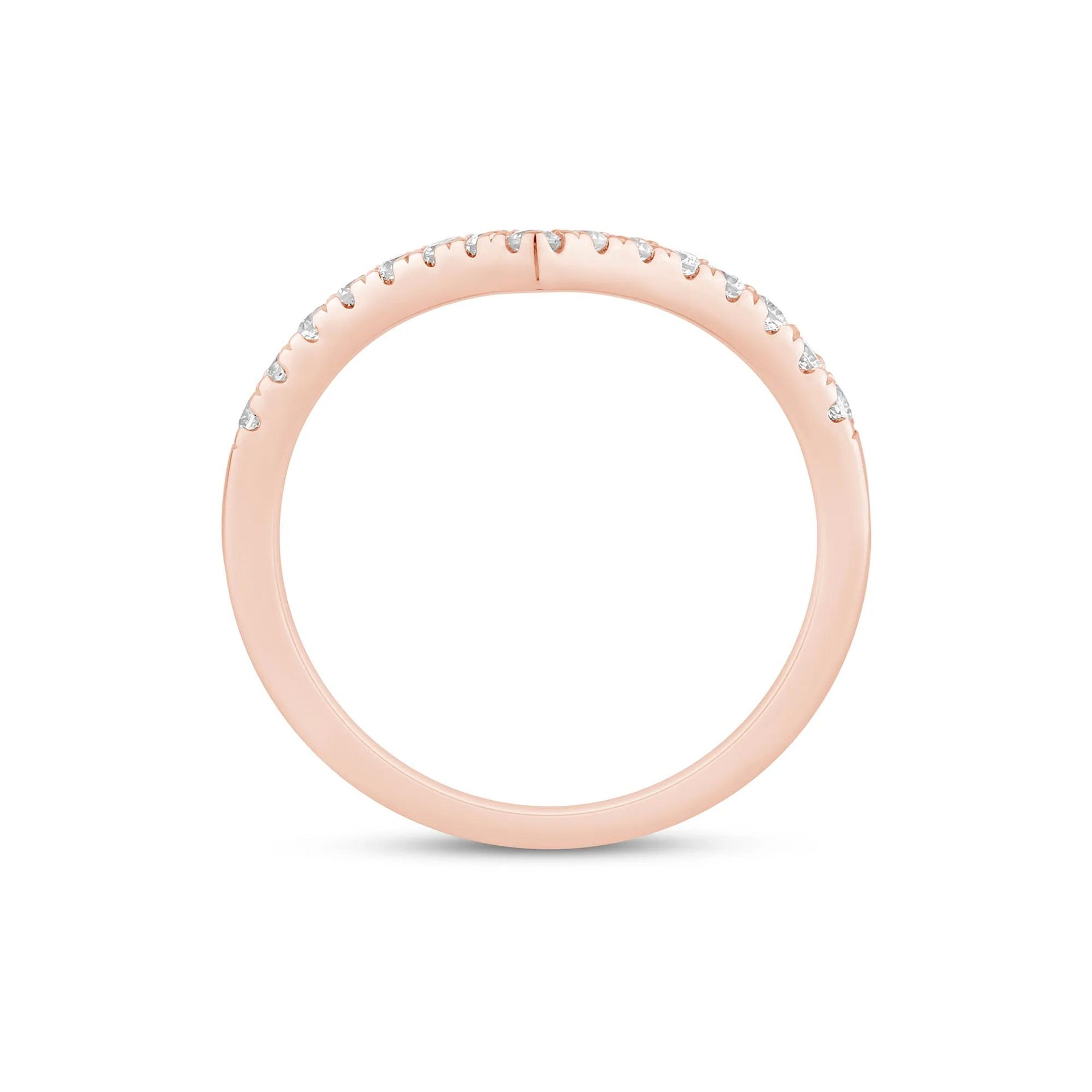 1/3 CT. Tw. Lab Grown Diamond Chevron Contour Band Ring 14K Rose Gold Size 7 1mm