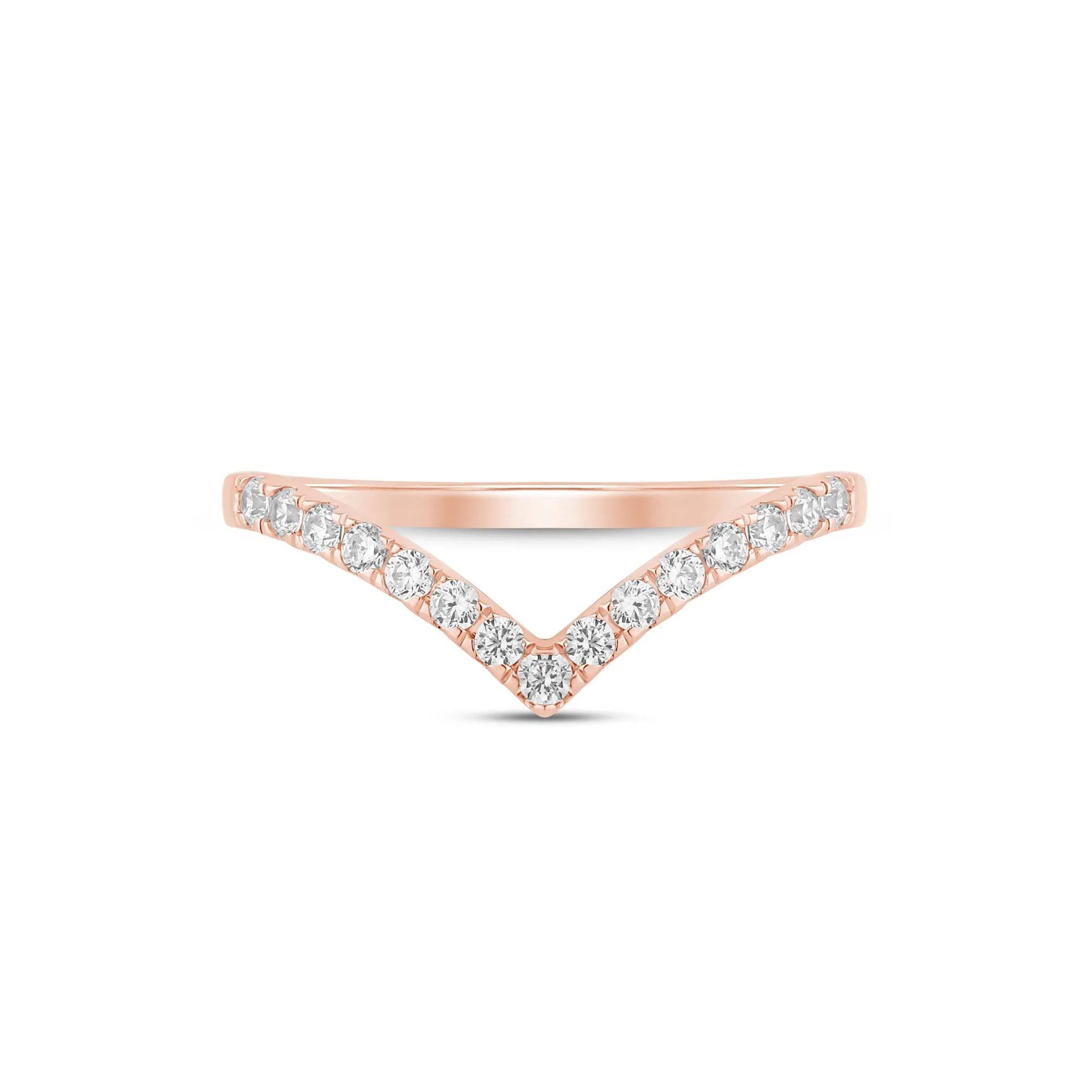 1/3 CT. Tw. Lab Grown Diamond Chevron Contour Band Ring 14K Rose Gold Size 7 1mm