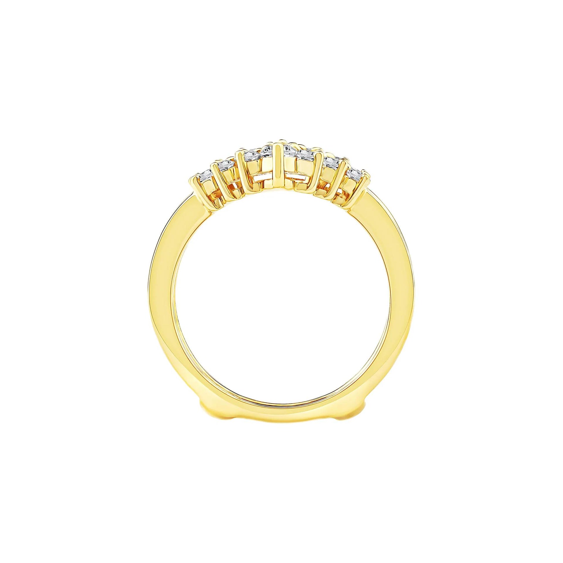 1 CT. Tw. Lab Grown Diamond Chevron Insert 14K Yellow Gold Ring Size 5.5 6.5mm