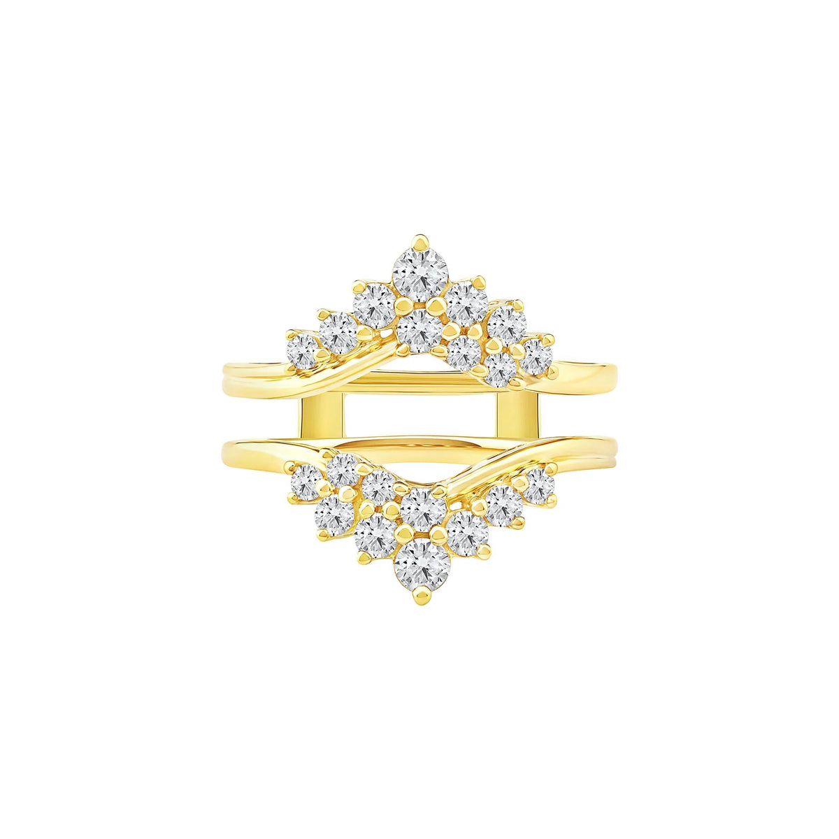 1 CT. Tw. Lab Grown Diamond Chevron Insert 14K Yellow Gold Ring Size 5.5 6.5mm